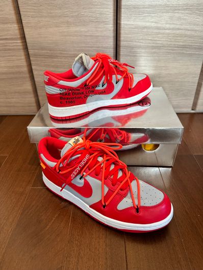 Off-White × Nike Dunk Low "University Red/Wolf Grey"