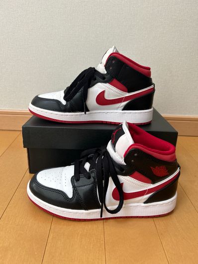 NIKE GS AIR JORDAN 1 MID "WHITE/GYM RED/BLACK"