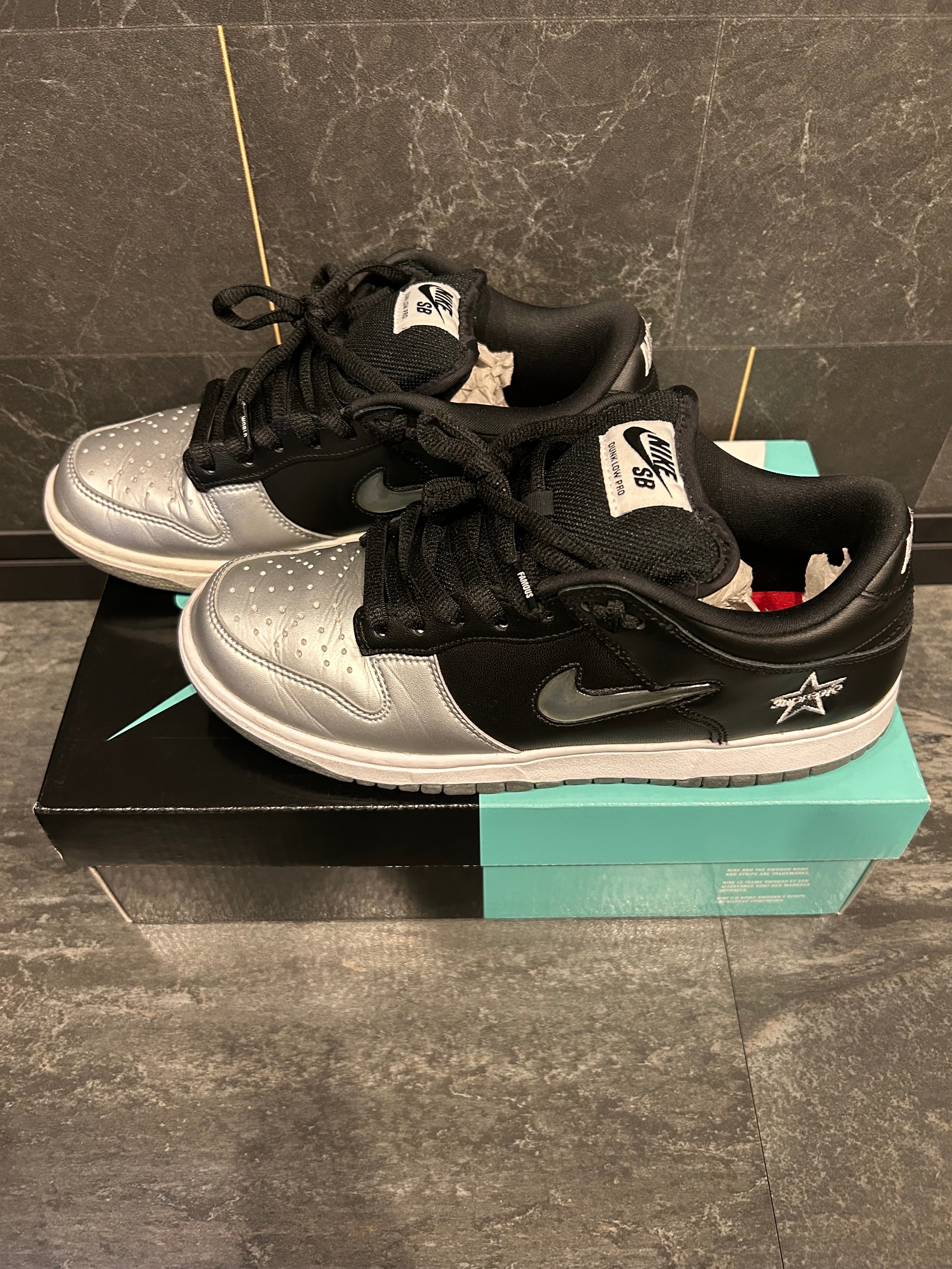Supreme × Nike Dunk Low "Metallic Silver/Black"
