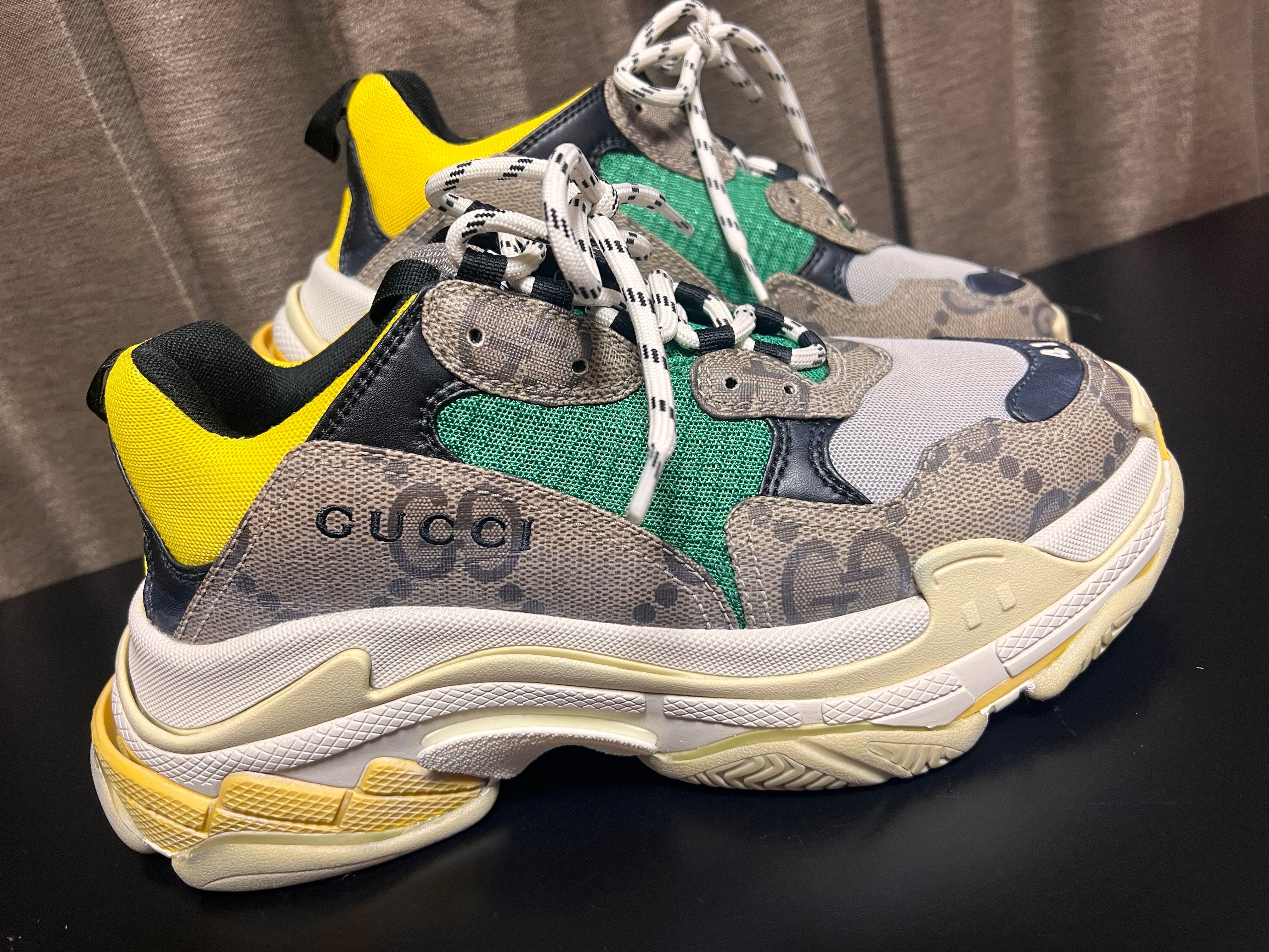 GUCCI × Balenciaga The Hacker Project Triple S "Beige/Green/Yellow"