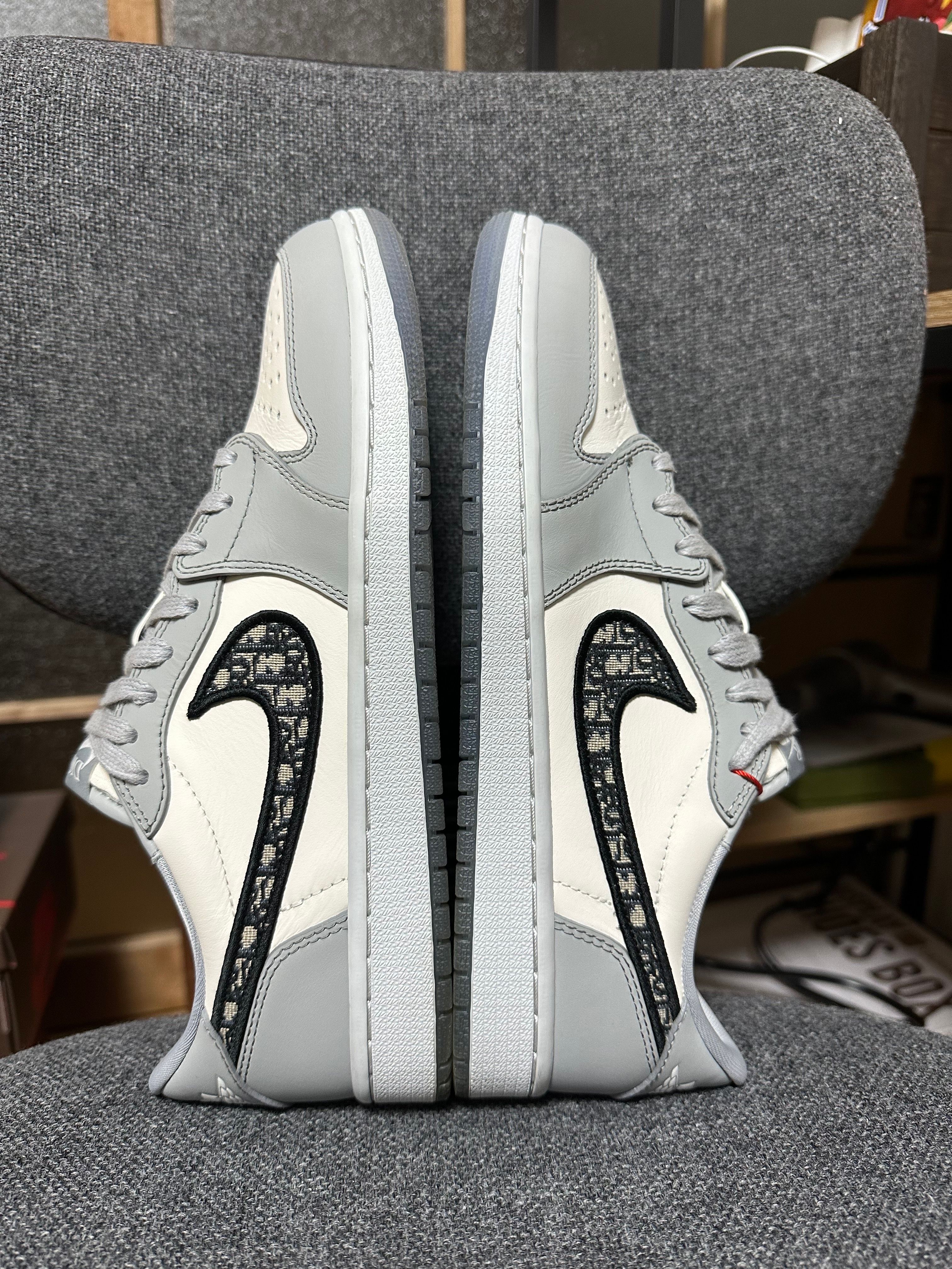 Dior × Nike Air Jordan 1 Low OG "Wolf Grey/Black-Sail-White"