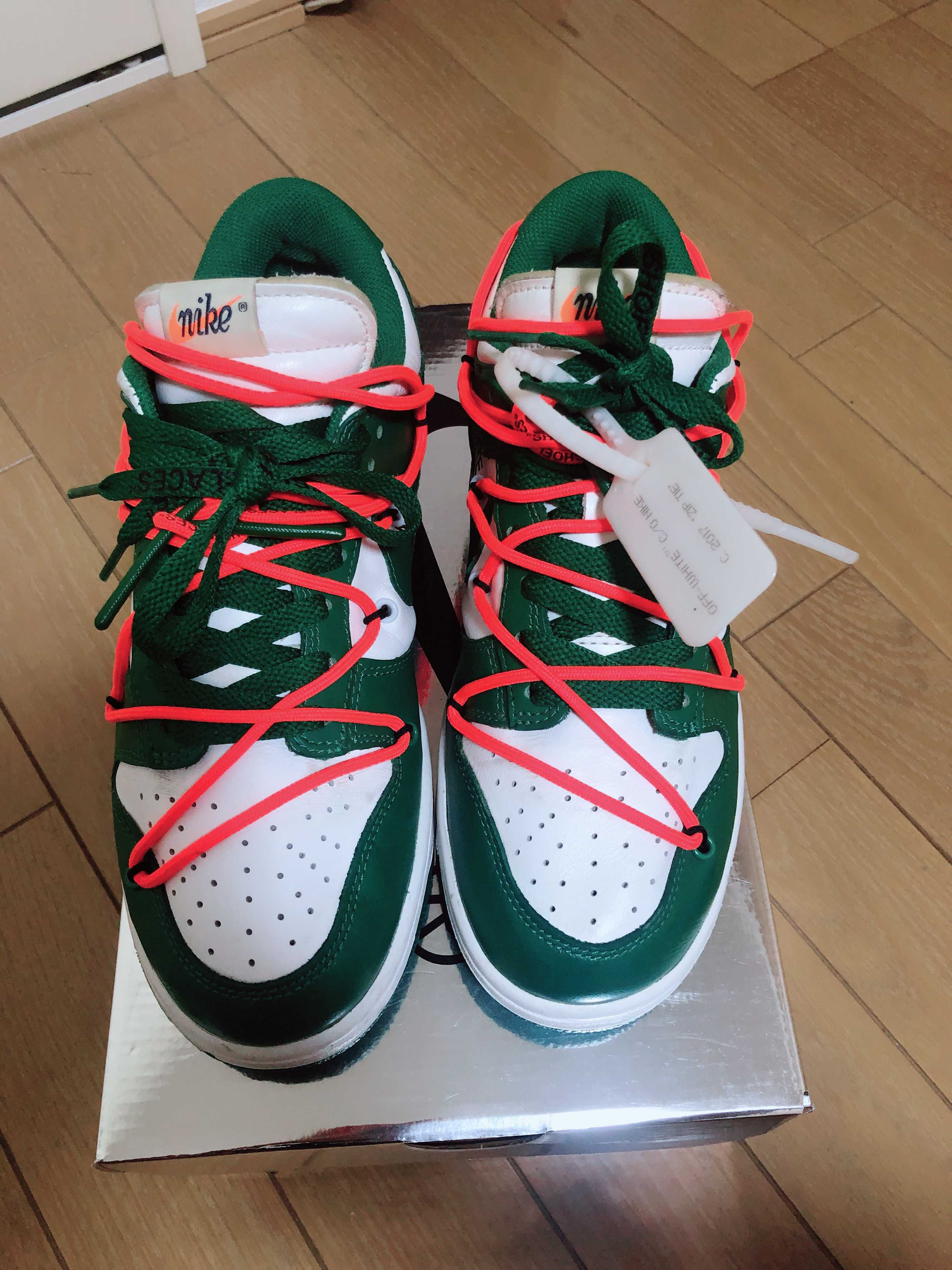 Off-White × Nike Dunk Low "White/Pine Green"