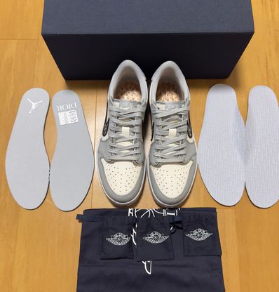 Dior × Nike Air Jordan 1 Low OG "Wolf Grey/Black-Sail-White"