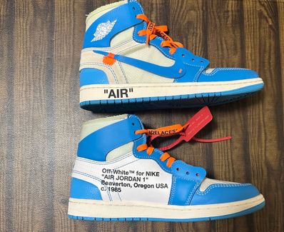 Off-White × Nike Air Jordan 1 High UNC "White/Dark Powder Blue"