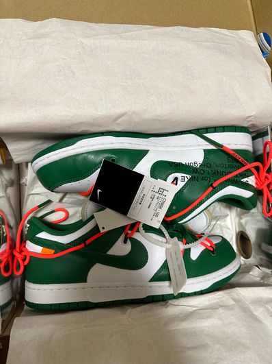 Off-White × Nike Dunk Low "White/Pine Green"