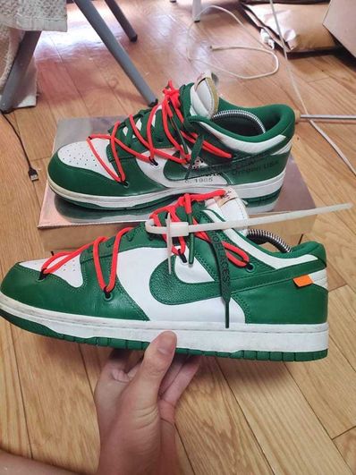 Off-White × Nike Dunk Low "White/Pine Green"