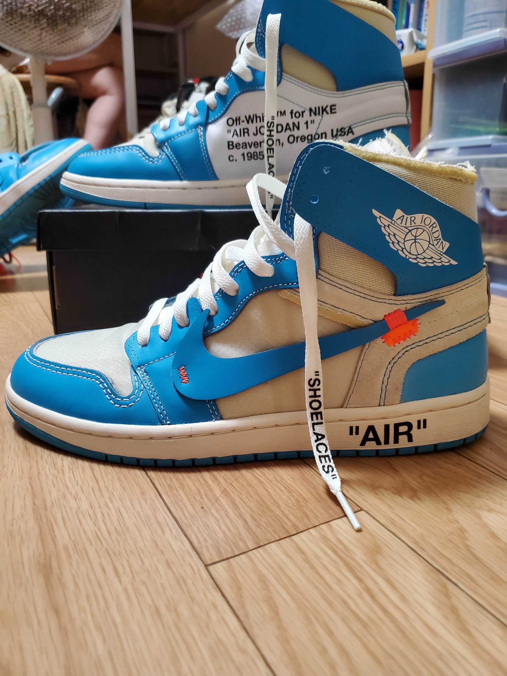 Off-White × Nike Air Jordan 1 High UNC "White/Dark Powder Blue"