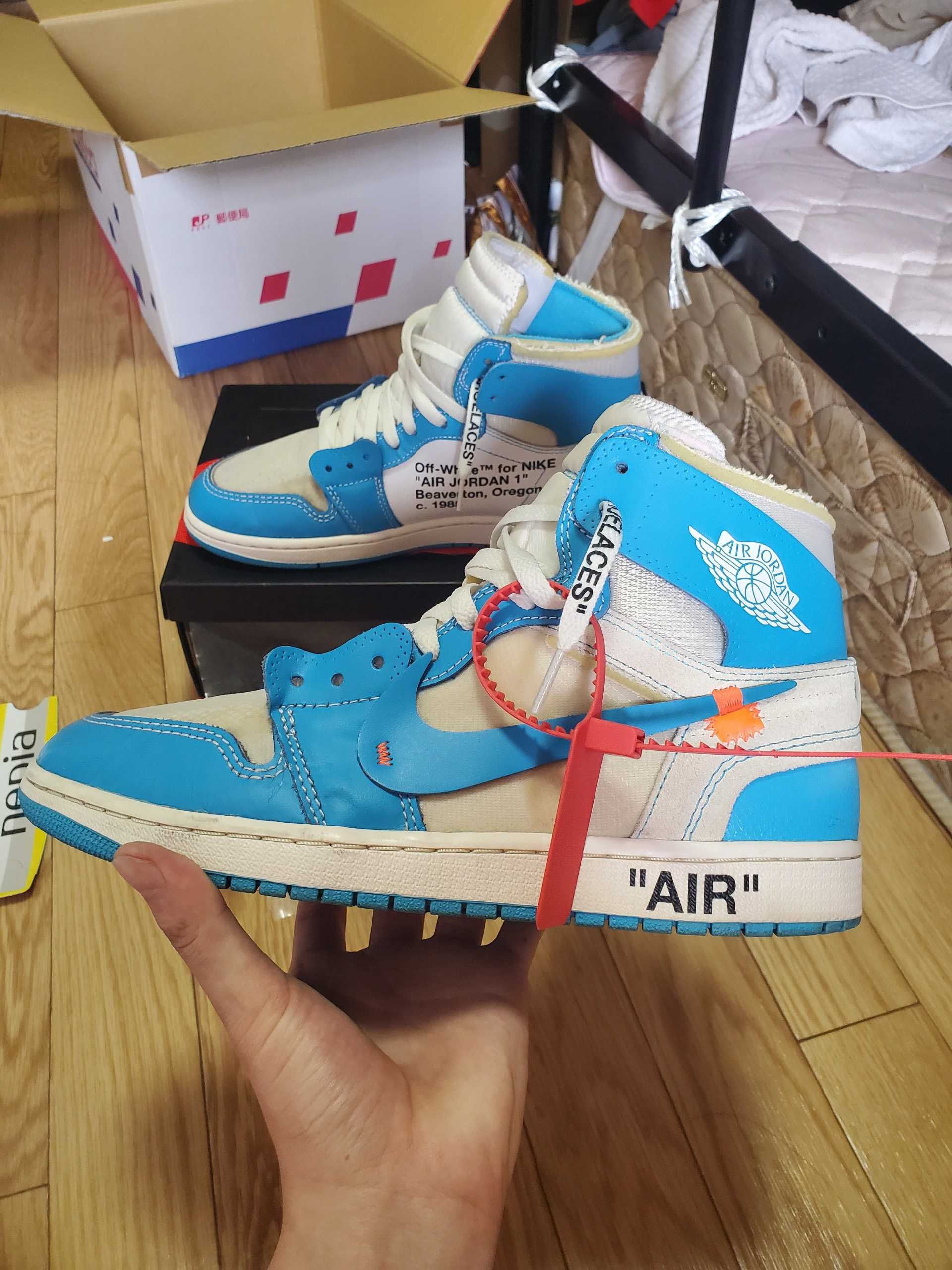 Off-White × Nike Air Jordan 1 High UNC "White/Dark Powder Blue"
