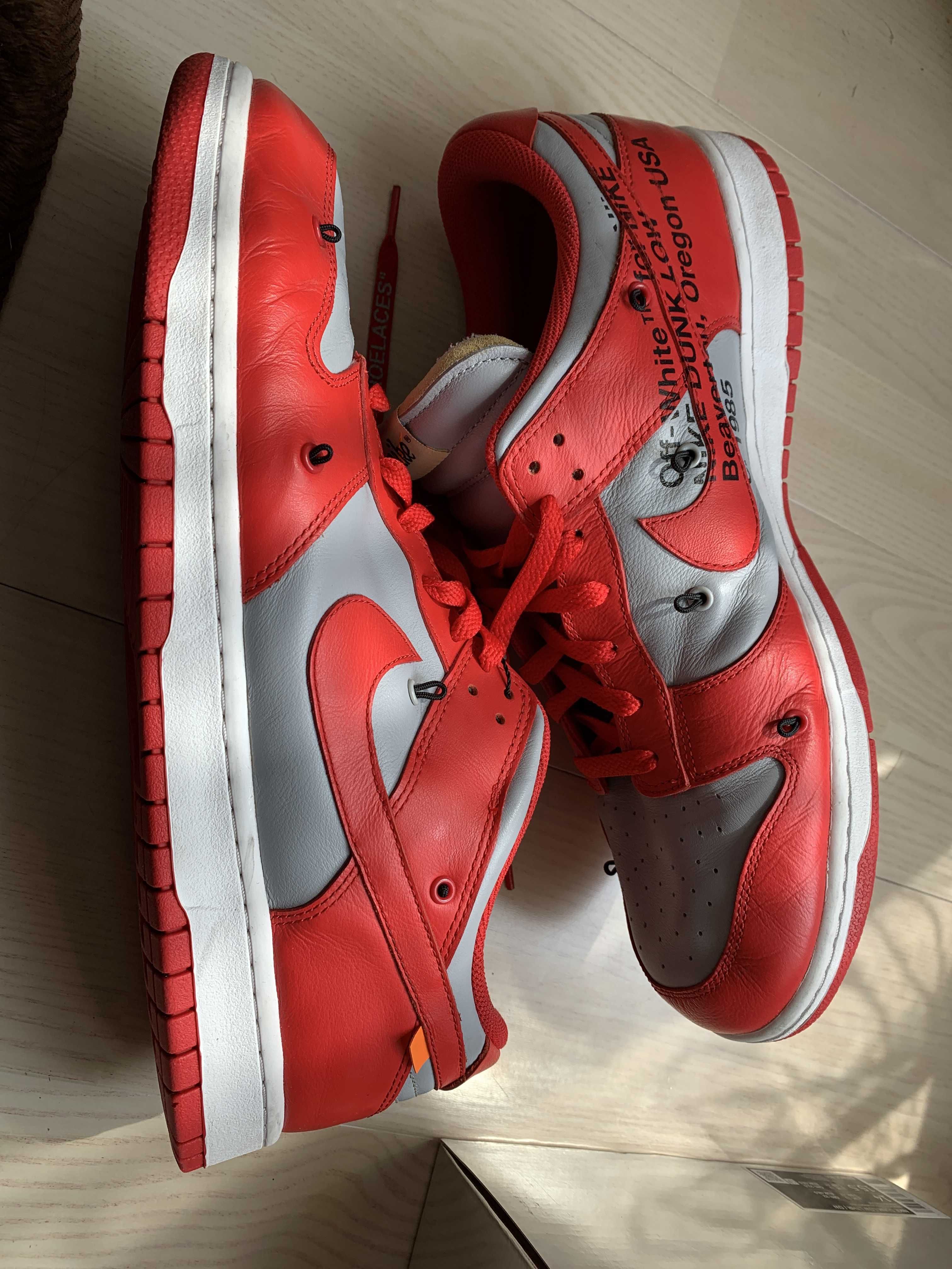 Off-White × Nike Dunk Low "University Red/Wolf Grey"