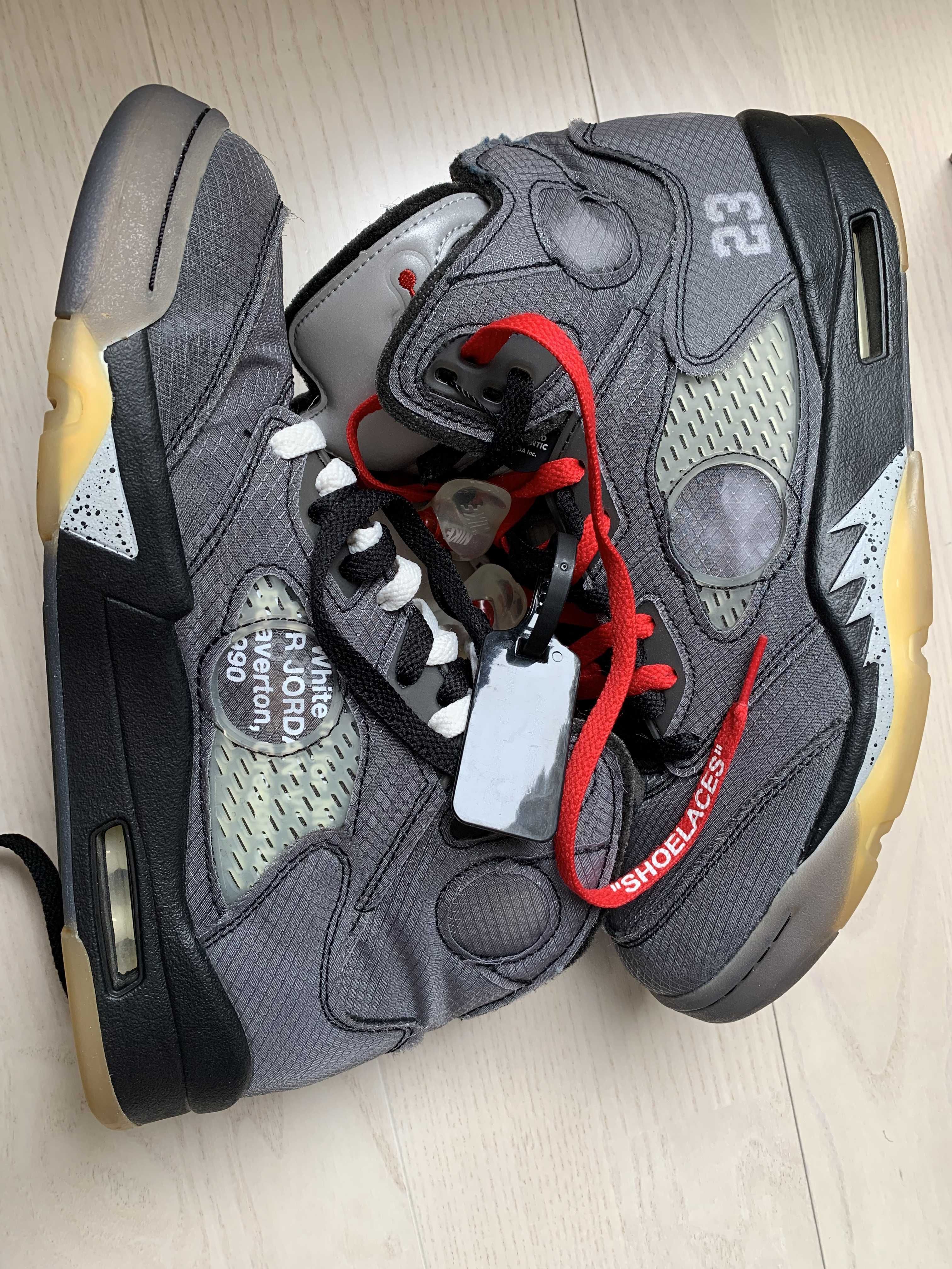 Off-White × Nike Air Jordan 5 "Black/Muslin/Fire Red"