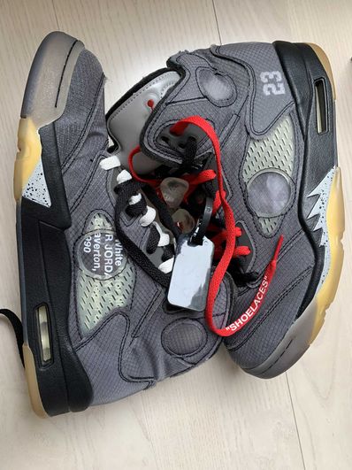 Off-White × Nike Air Jordan 5 "Black/Muslin/Fire Red"