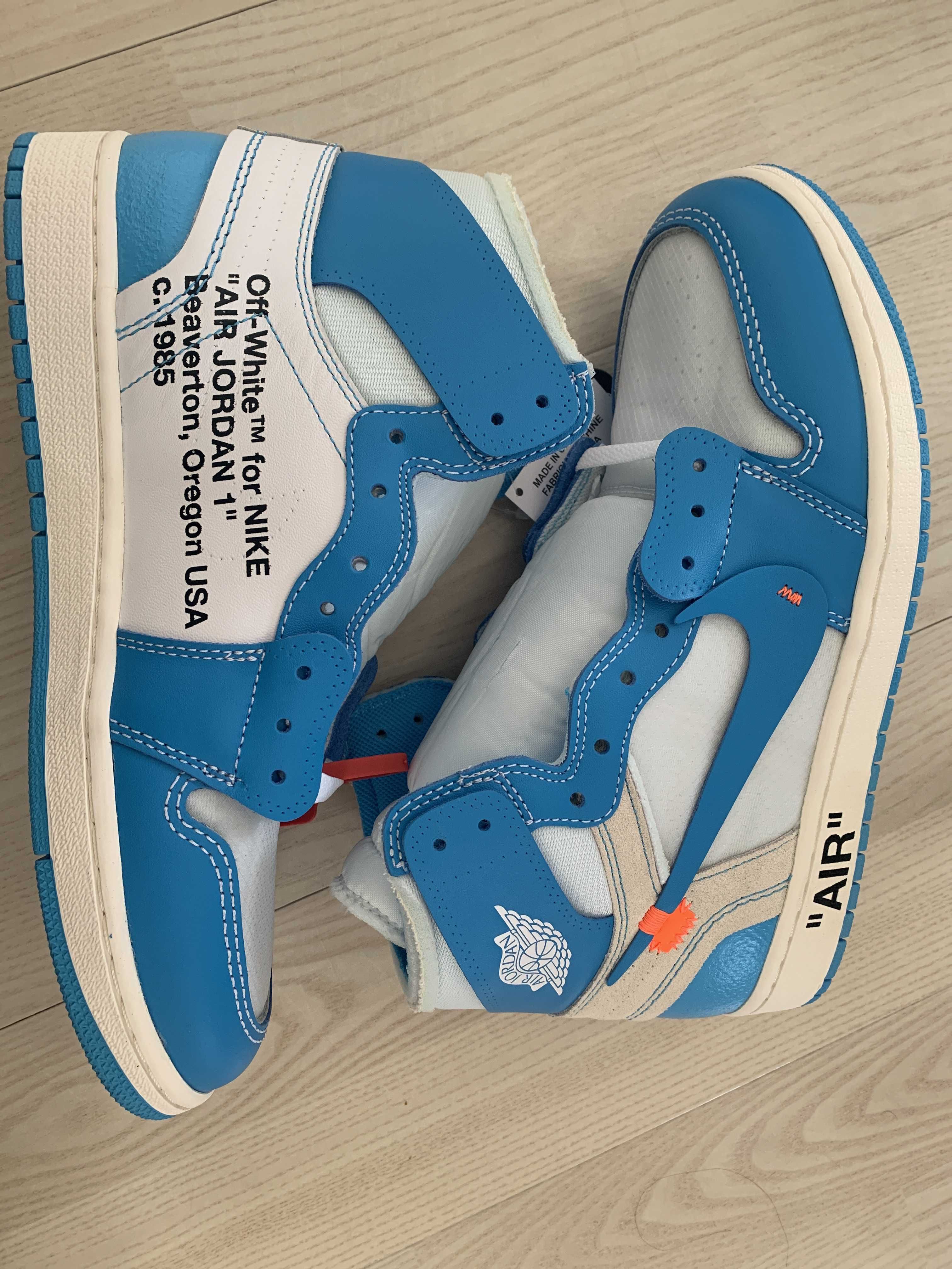 Off-White × Nike Air Jordan 1 High UNC "White/Dark Powder Blue"