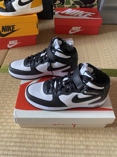 Stussy × Nike Air Force 1 Mid "Black and Light Bone"