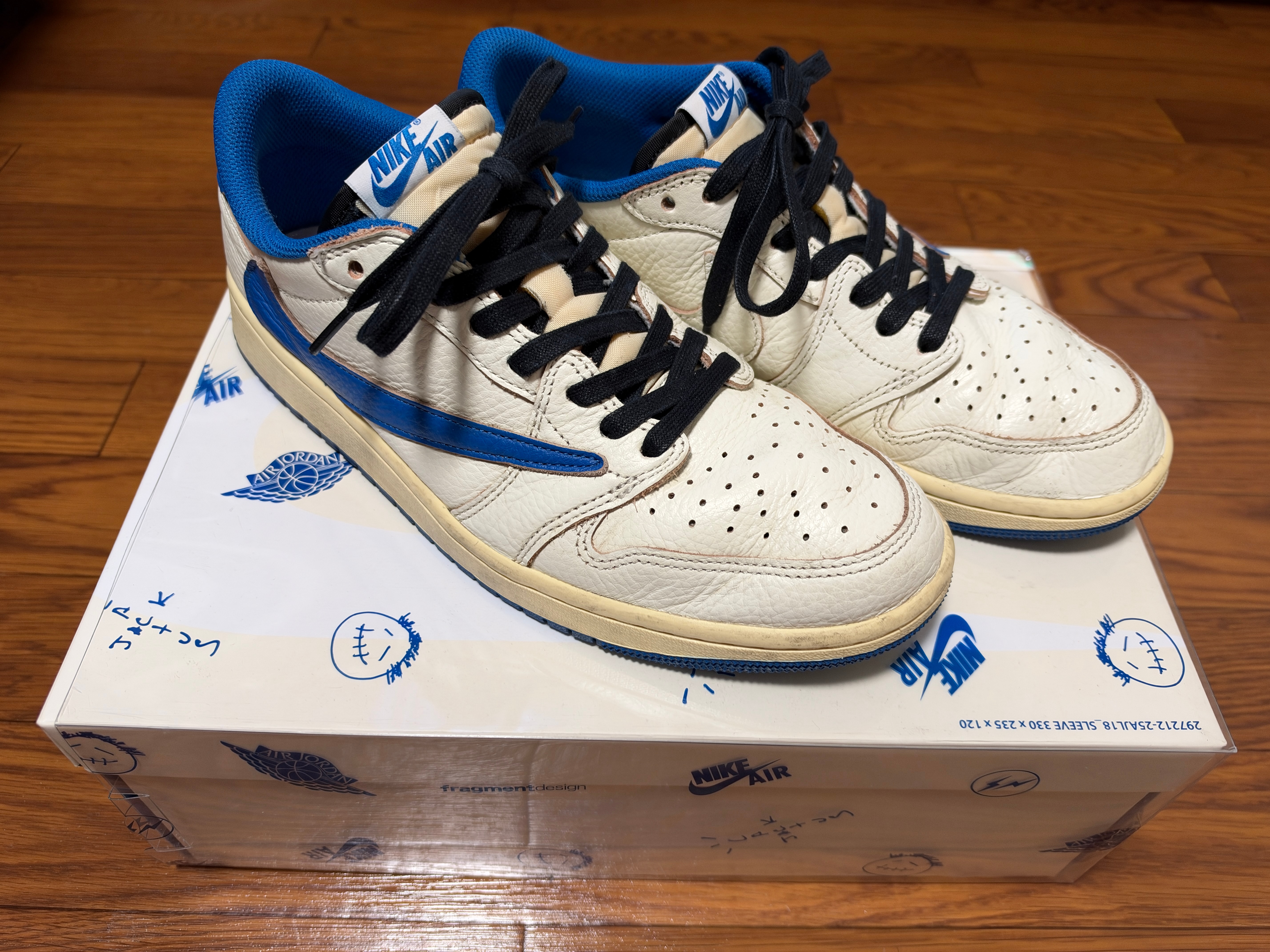 Travis Scott × fragment design × Nike Air Jordan 1 Low OG "Sail/Military Blue"