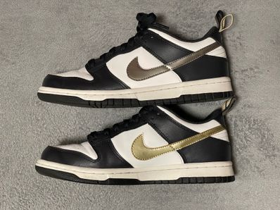 Nike GS Dunk Low SE "Off Noir/Summit White/Metallic Gold Star/Metallic Pewter"