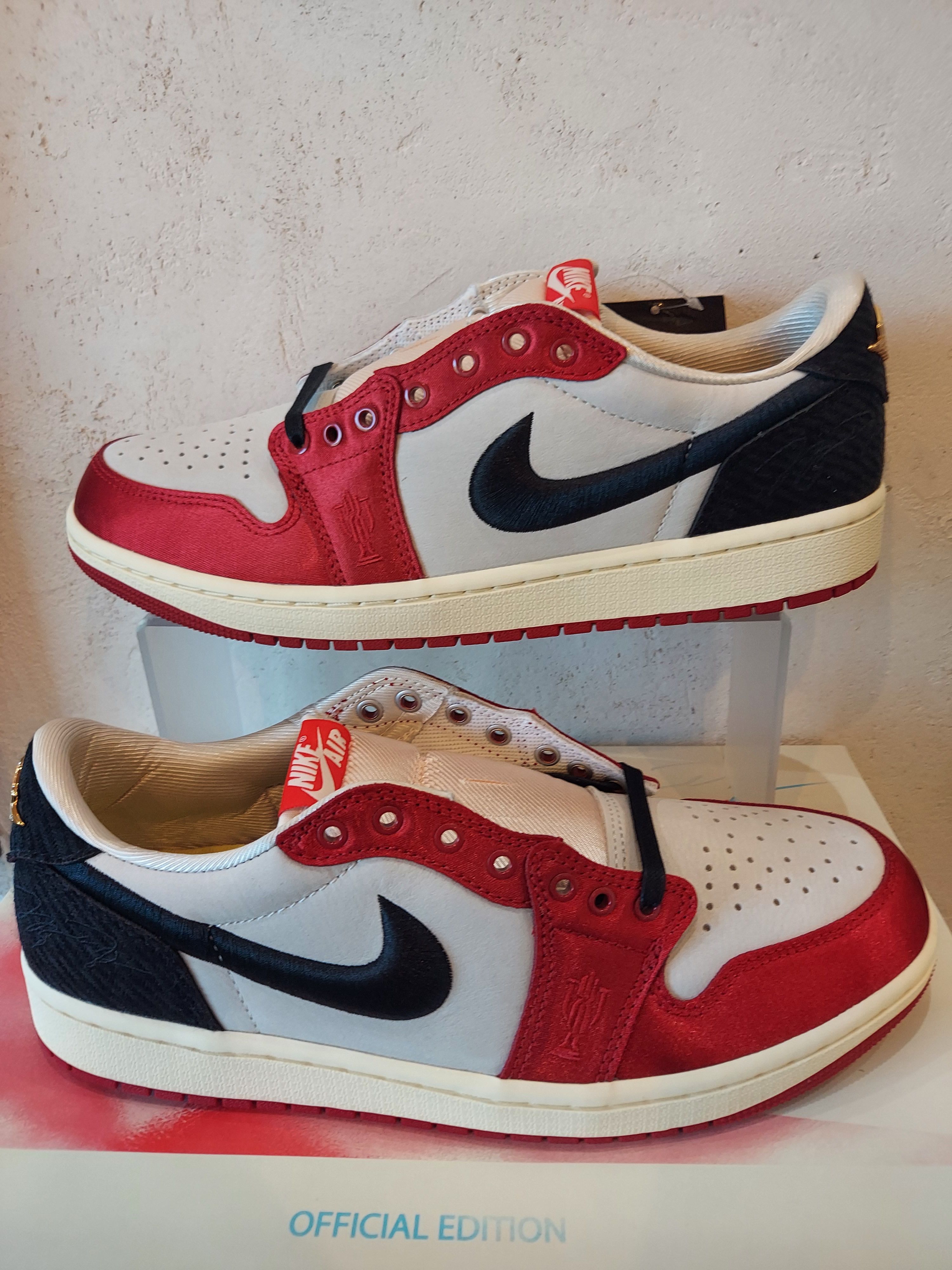 Trophy Room × Nike Air Jordan 1 Low OG "Sail and Varsity Red"