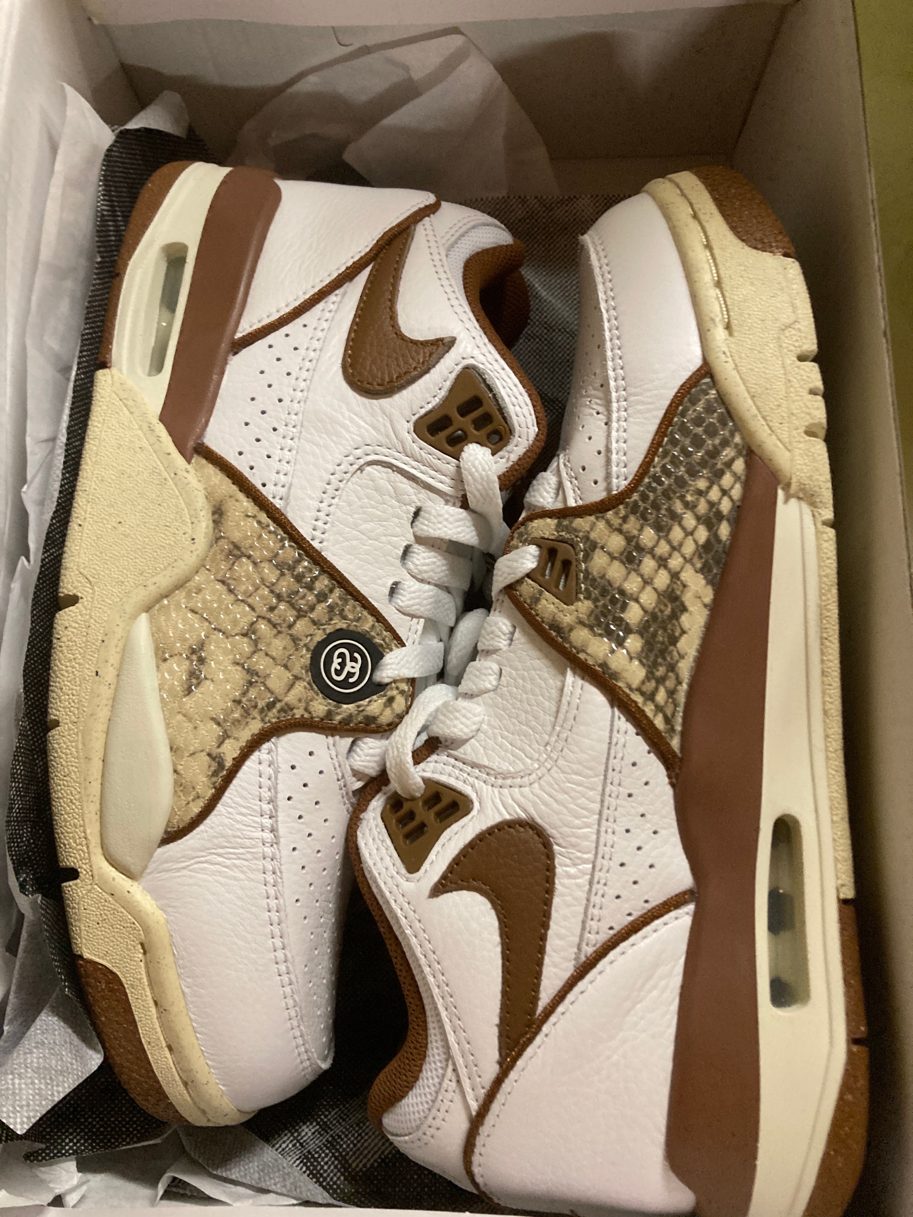 Stussy × Nike Air Flight 89 Low SP "White and Pecan"