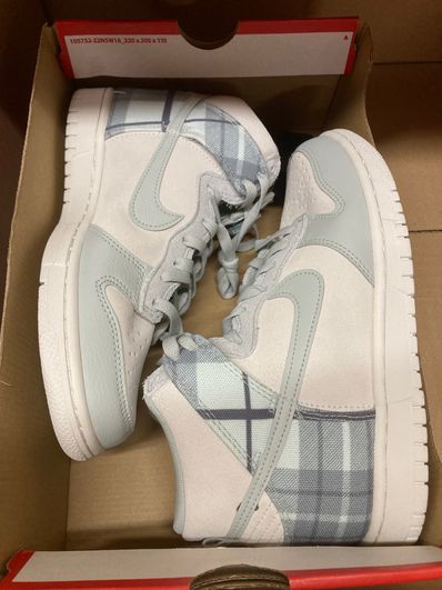 Nike GS Dunk High Plaid "Summit White/Light Silver"