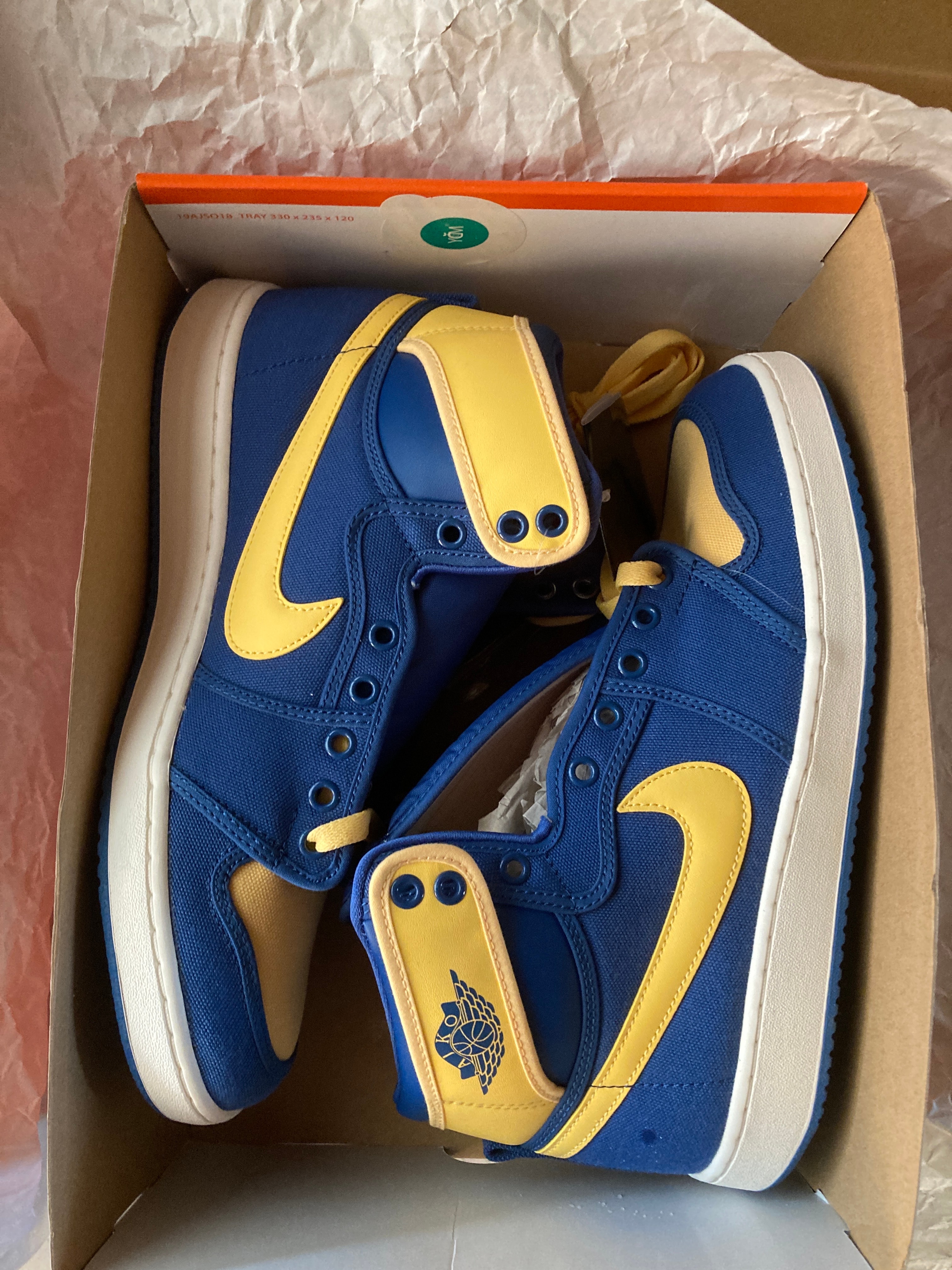 Nike Air Jordan 1 KO "True Blue and Topaz Gold/Laney"