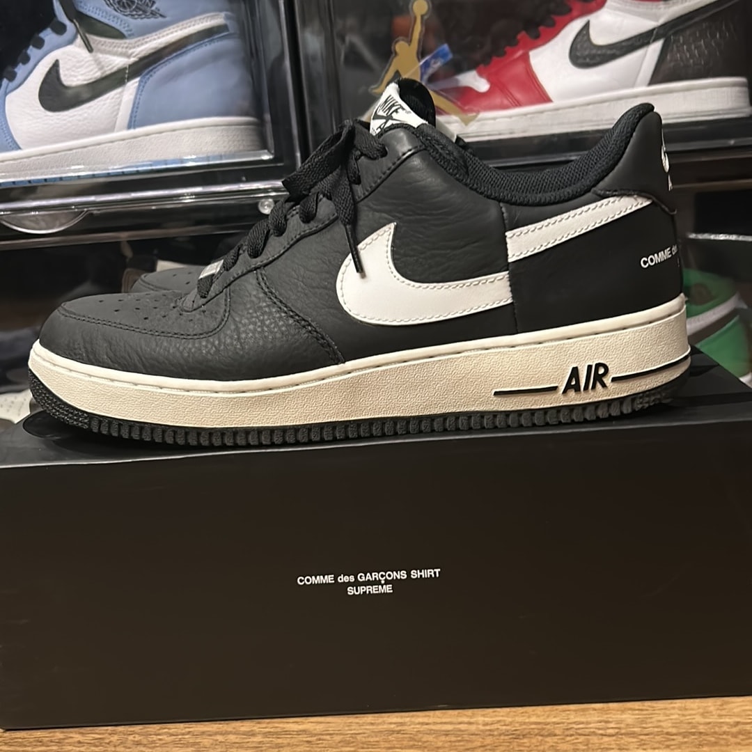 Supreme × COMME des GARCONS SHIRT × Nike Air Force 1 Low "Black/White" (2018)