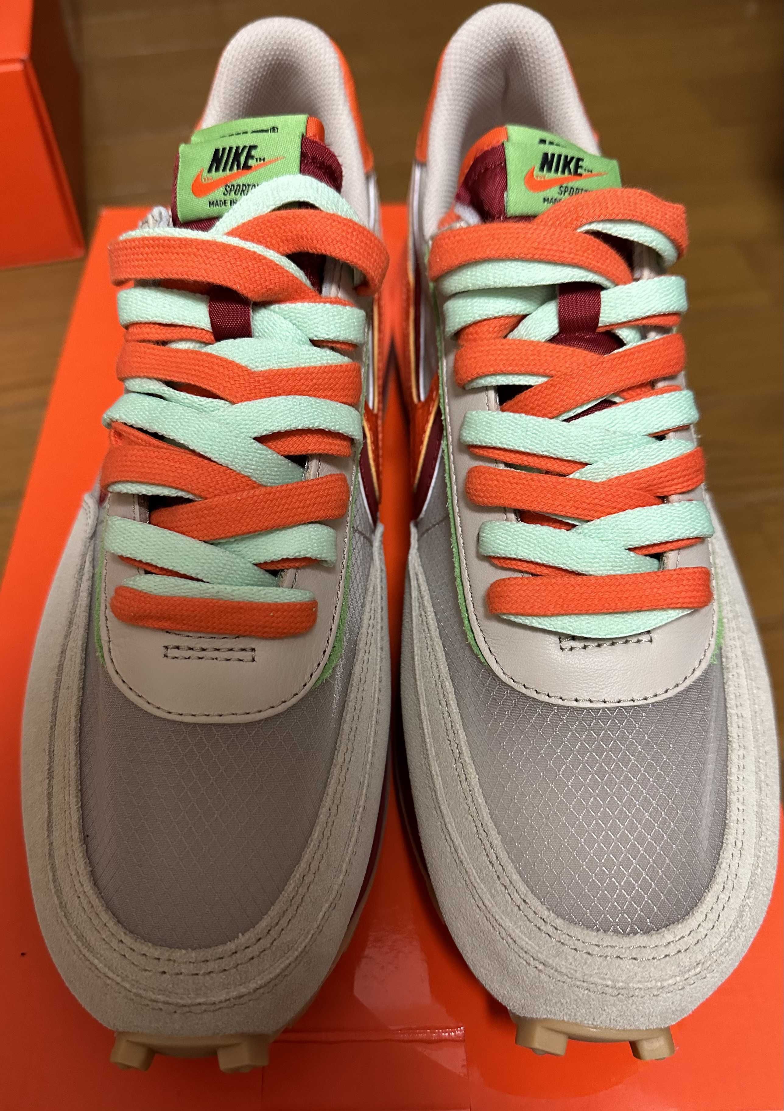 CLOT × Sacai × Nike LD Waffle "Orange Blaze"