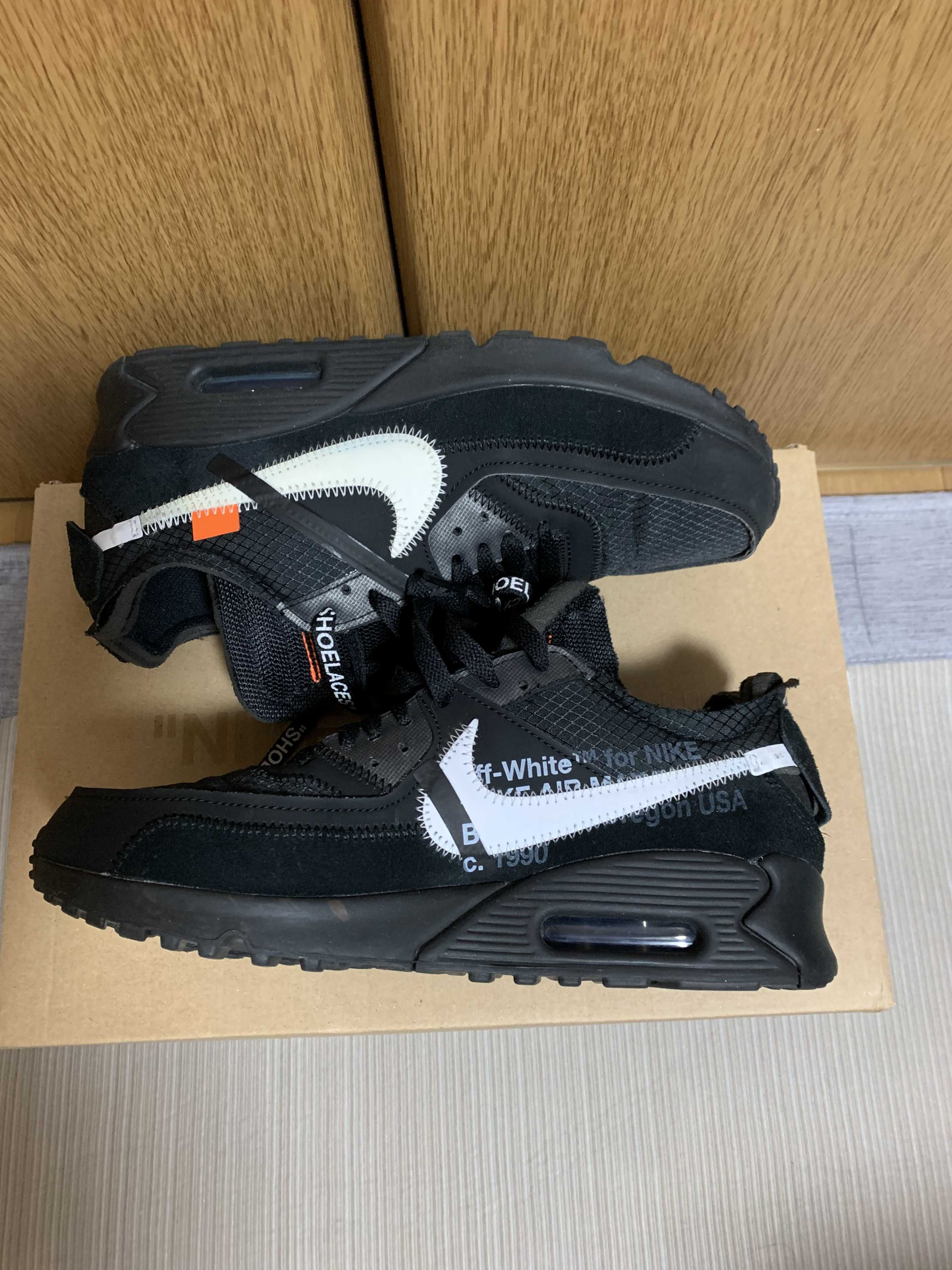 Off-White × Nike Air Max 90 "Black/Black-Cone-White"