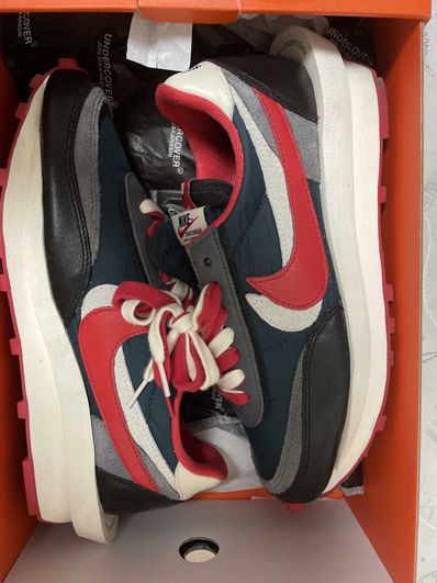 UNDERCOVER × sacai × Nike LD Waffle "Midnight Spruce/Pale Ivory-Dark Grey-University Red"