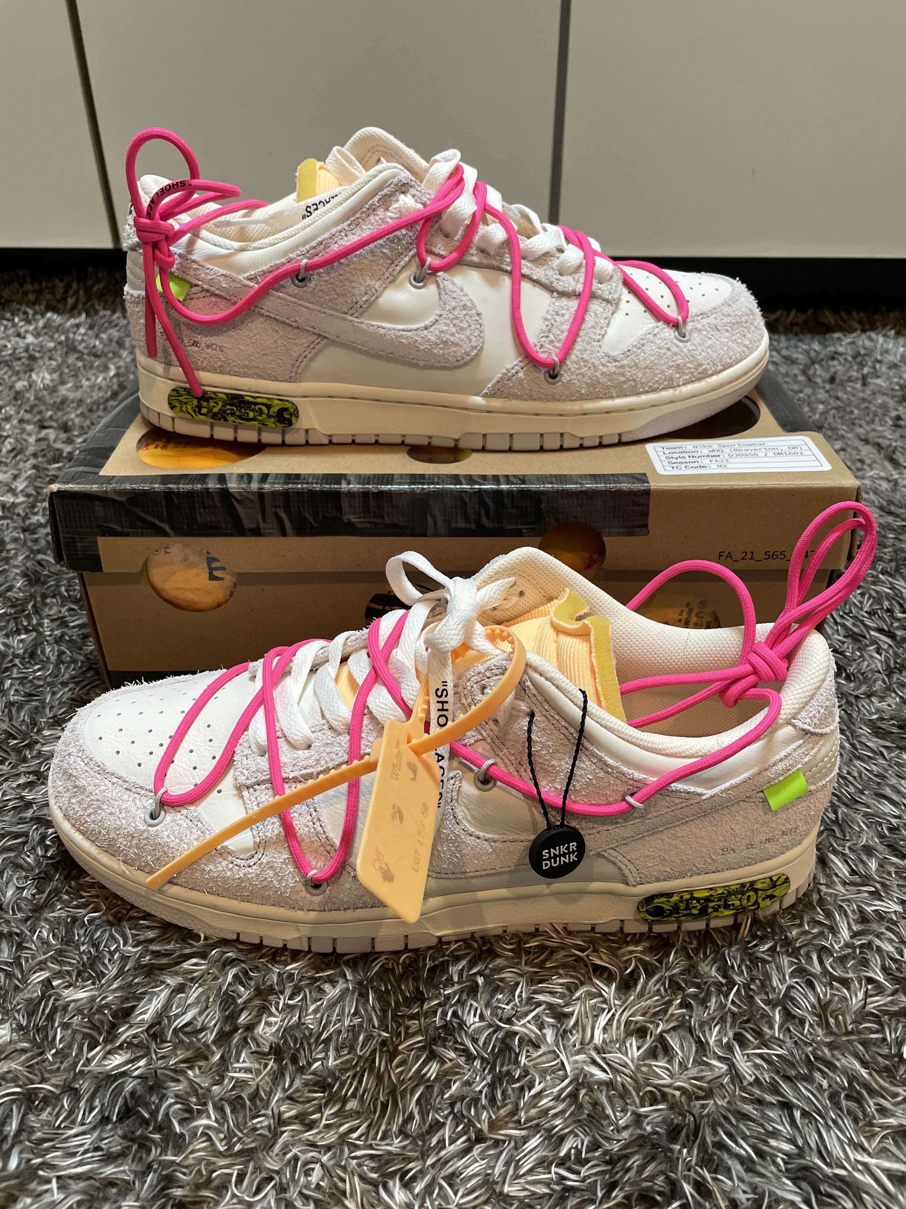 Off-White × Nike Dunk Low "Sail/Neutral Gray/Hyper Pink"
