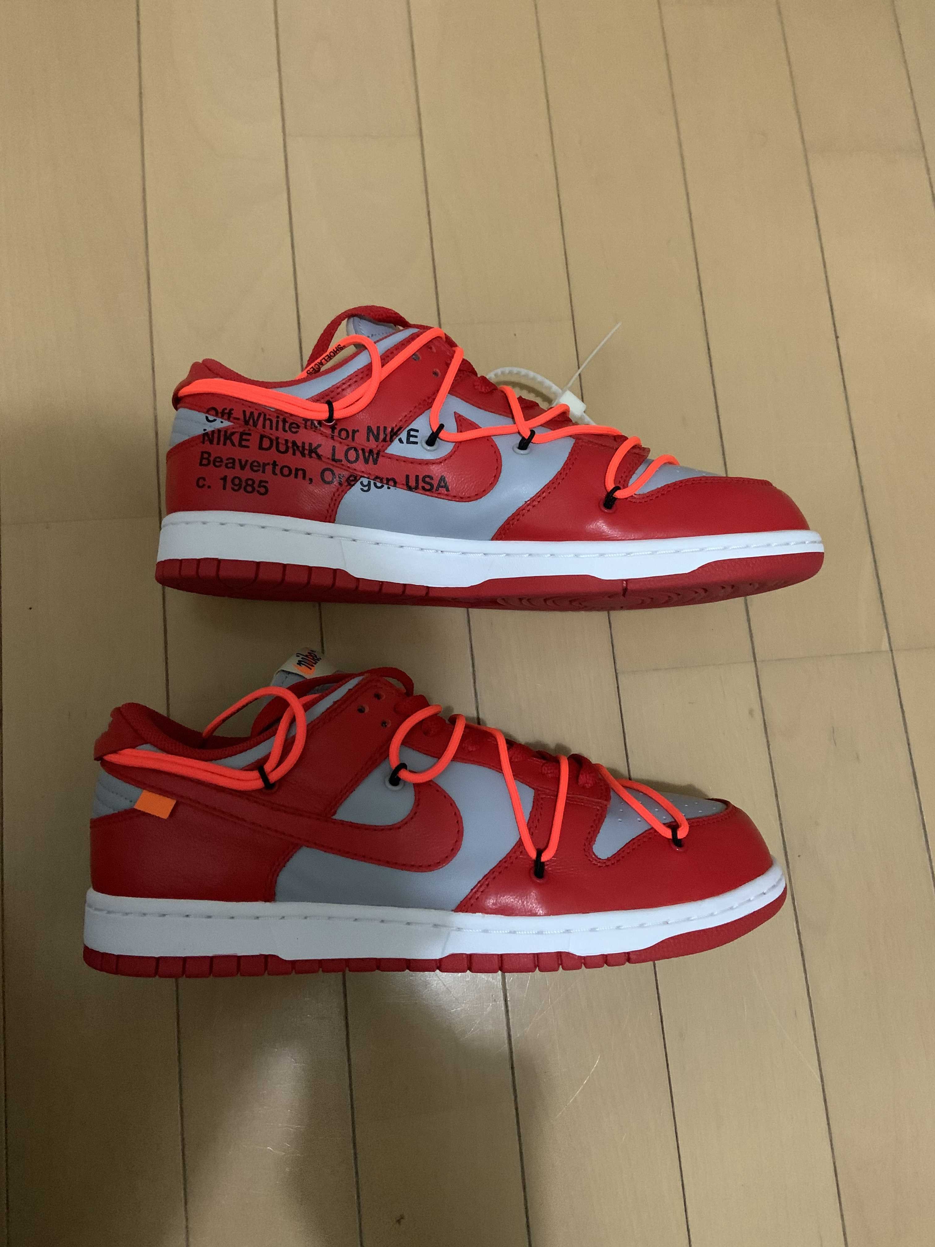Off-White × Nike Dunk Low "University Red/Wolf Grey"