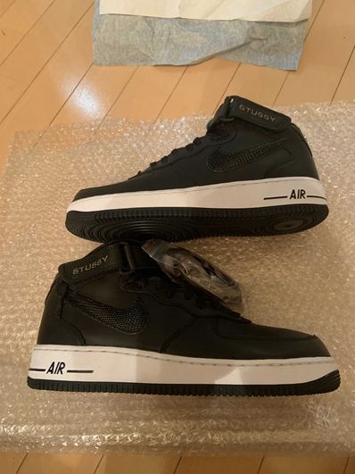 Stussy × Nike Air Force 1 Mid "Black/Black"