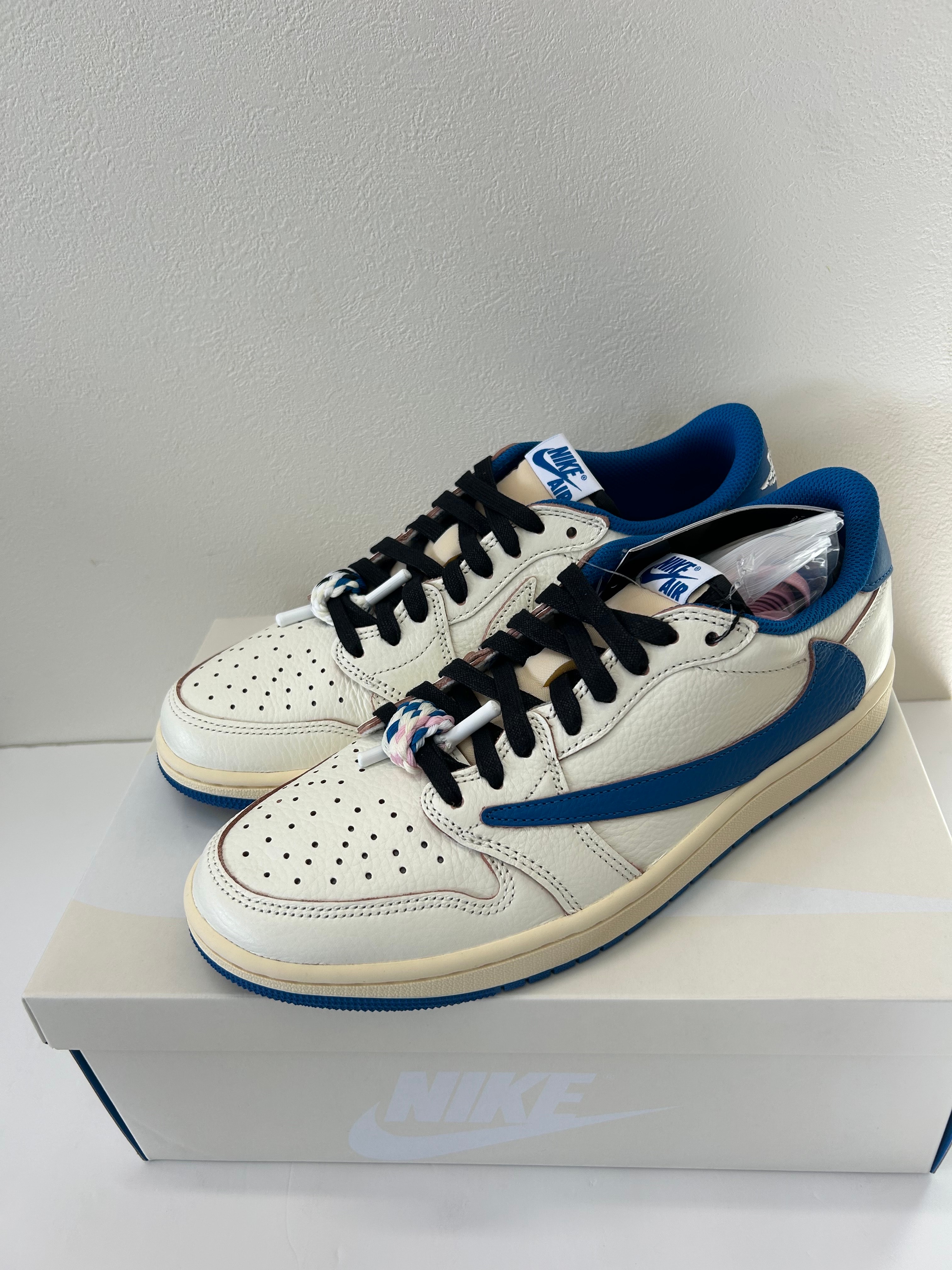 Travis Scott × fragment design × Nike Air Jordan 1 Low OG "Sail/Military Blue"