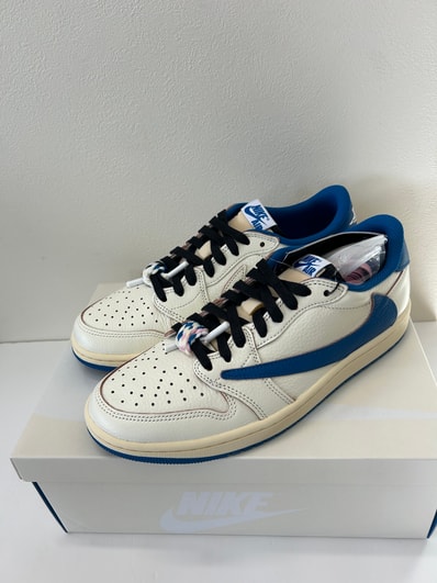 Travis Scott × fragment design × Nike Air Jordan 1 Low OG "Sail/Military Blue"