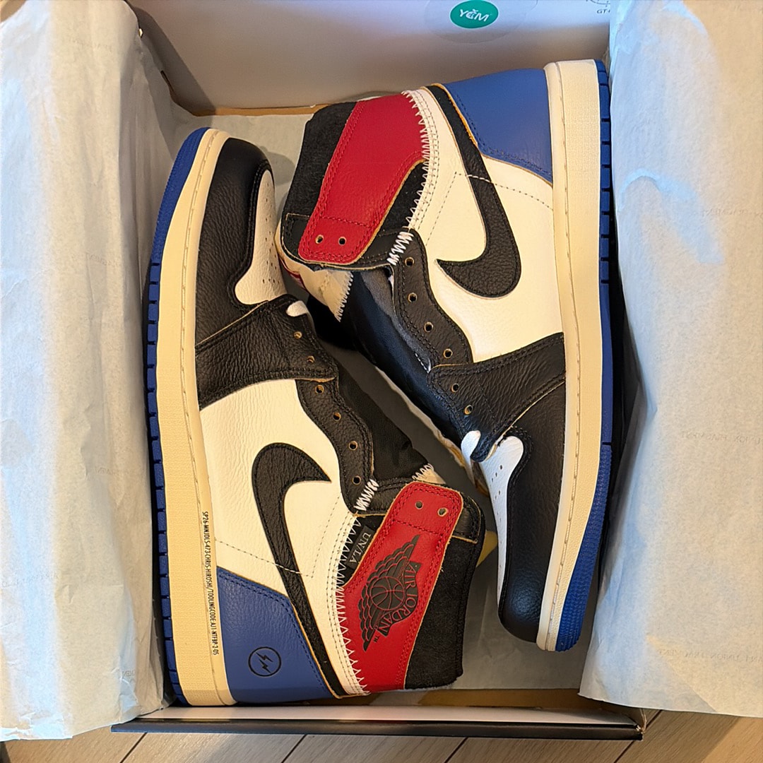 fragment design × UNION × Nike Air Jordan 1 High OG "Black/Varsity Red"