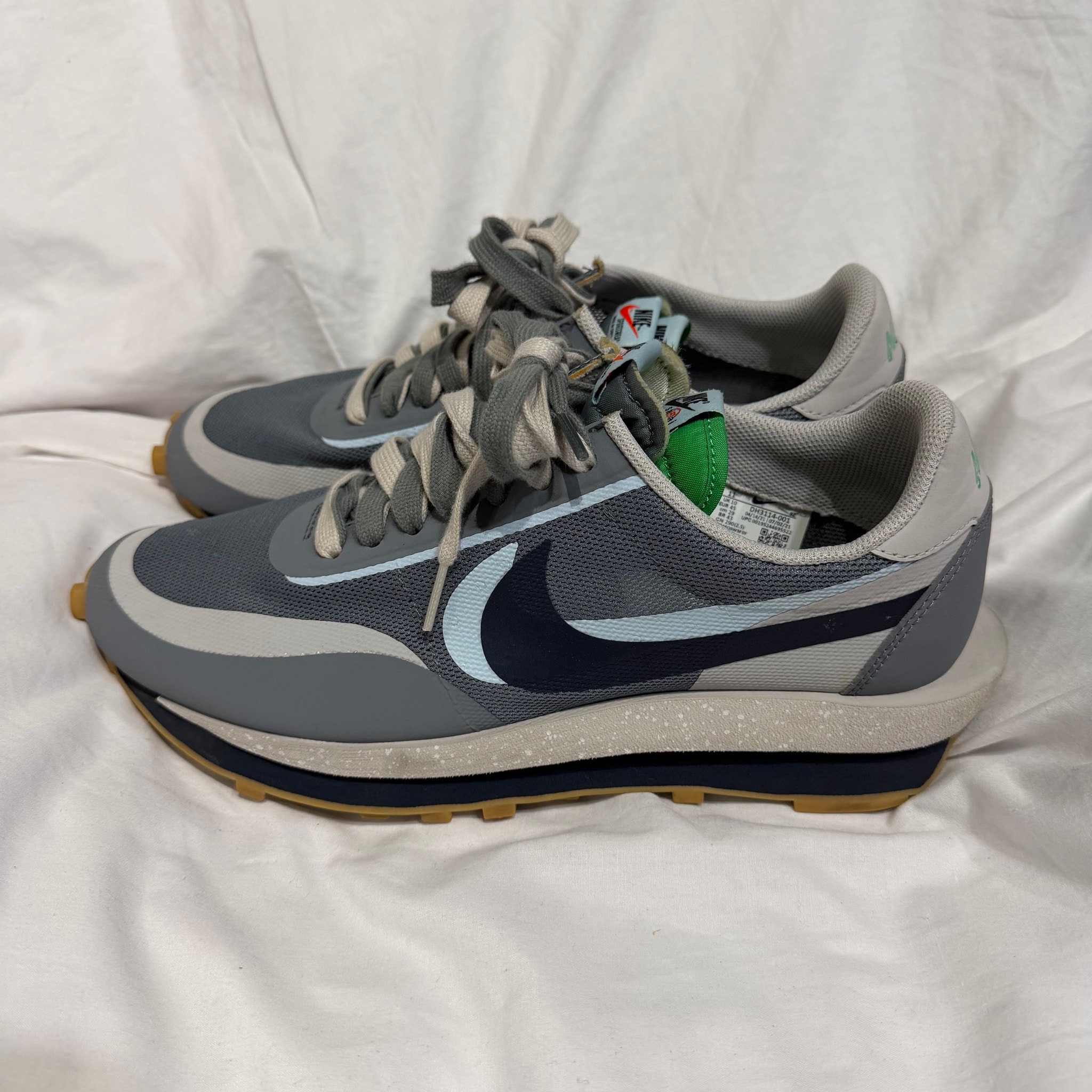 CLOT × Sacai × Nike LD Waffle "Grey Obsidian/Cool Grey"