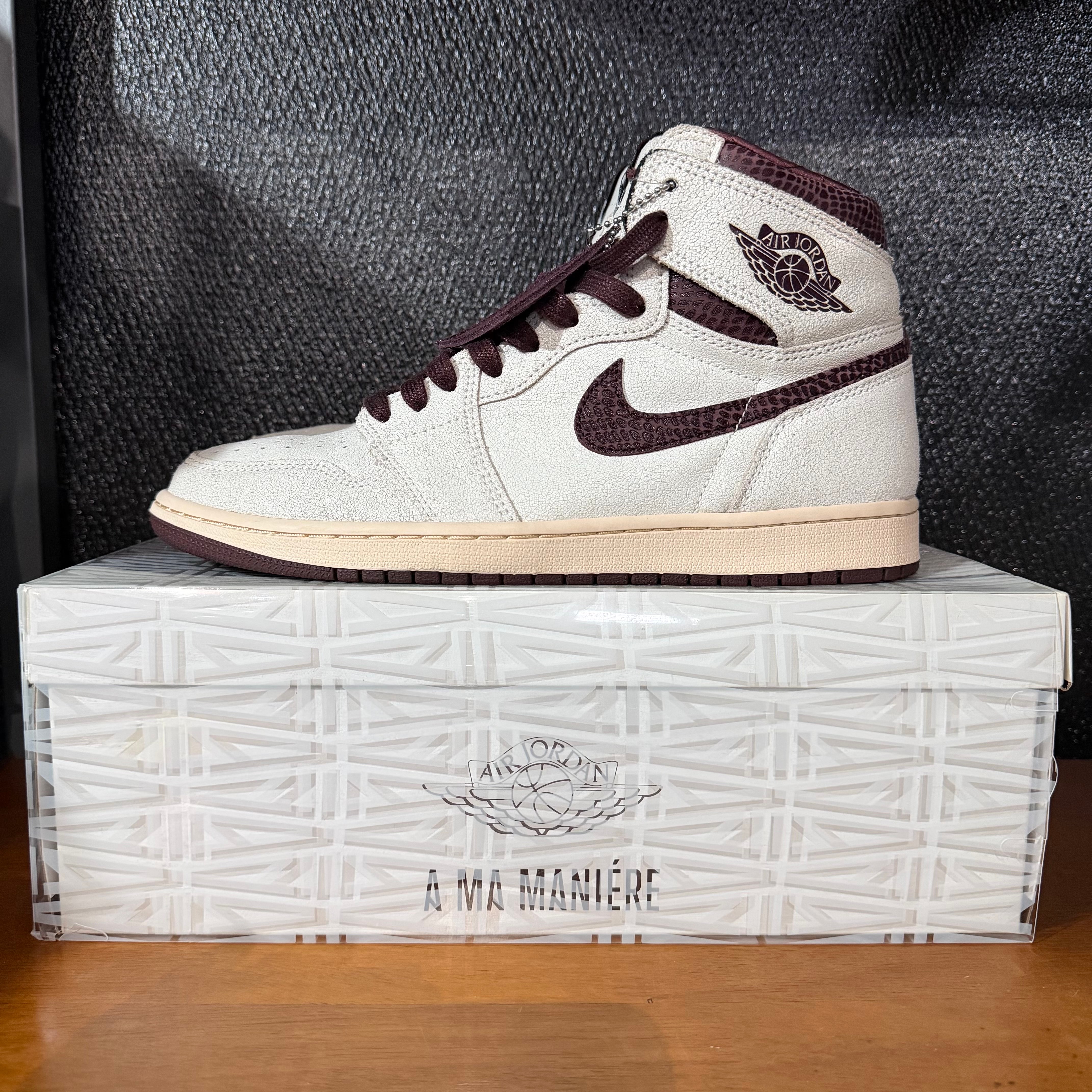 A Ma Maniere × Nike Air Jordan 1 Retro High OG "Sail and Burgundy"