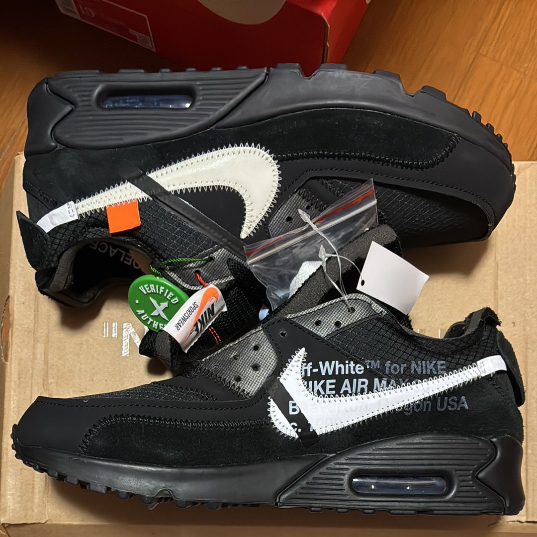 Off-White × Nike Air Max 90 "Black/Black-Cone-White"