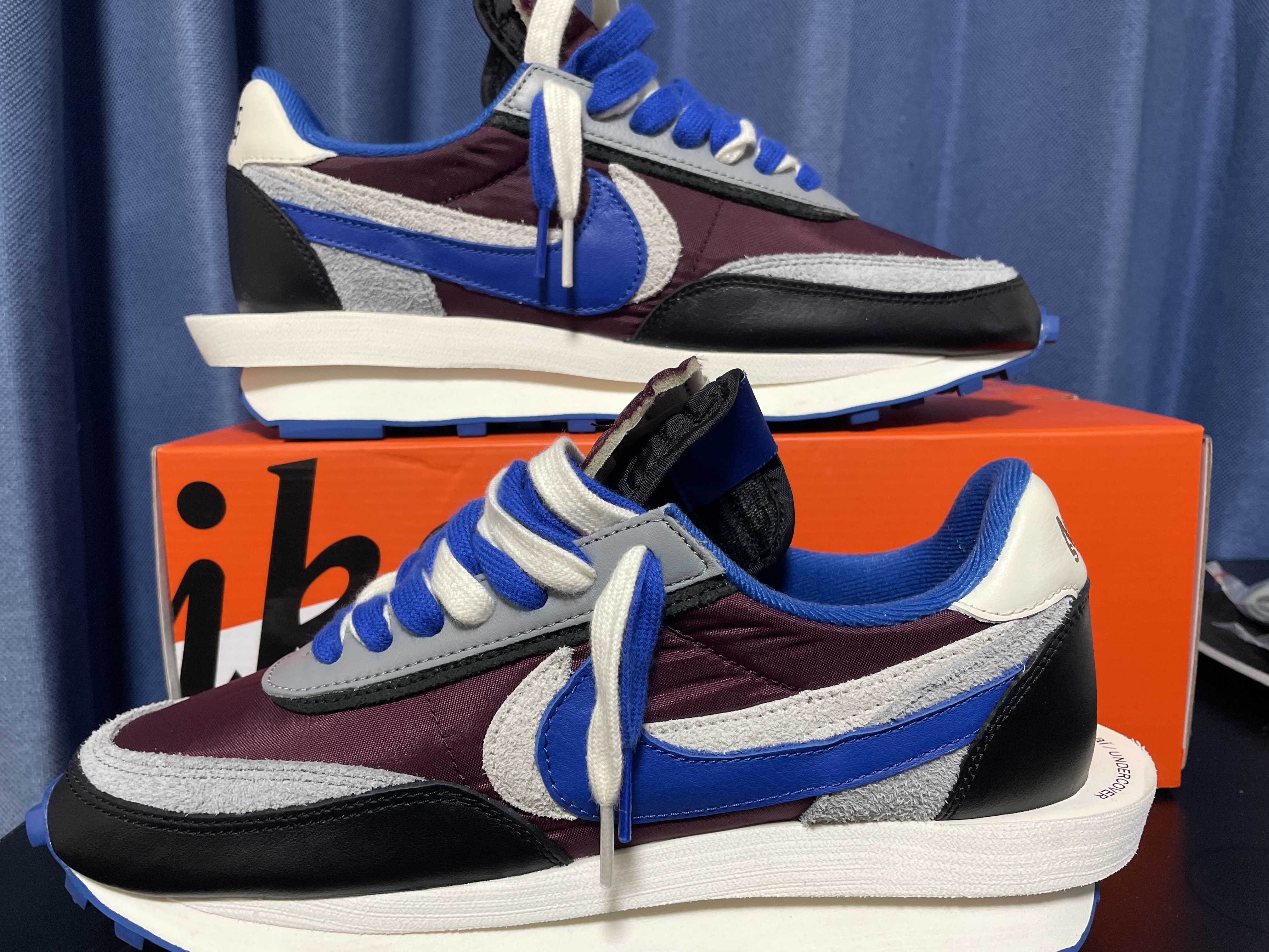 UNDERCOVER × sacai × Nike LD Waffle "Night Maroon/Pale Ivory-Ground Grey-Team Royal"