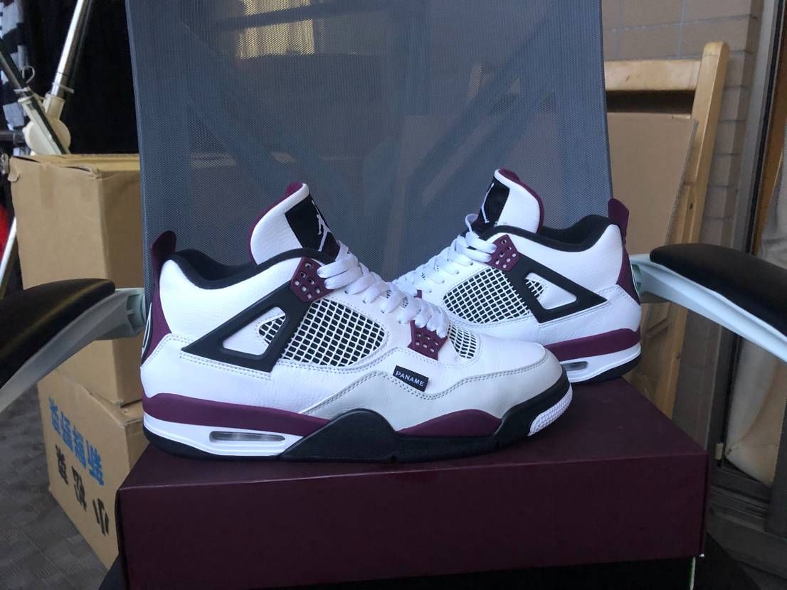Paris Saint Germain ×Nike Air Jordan 4 Retro "White/Bordeaux/Neutral Gray"