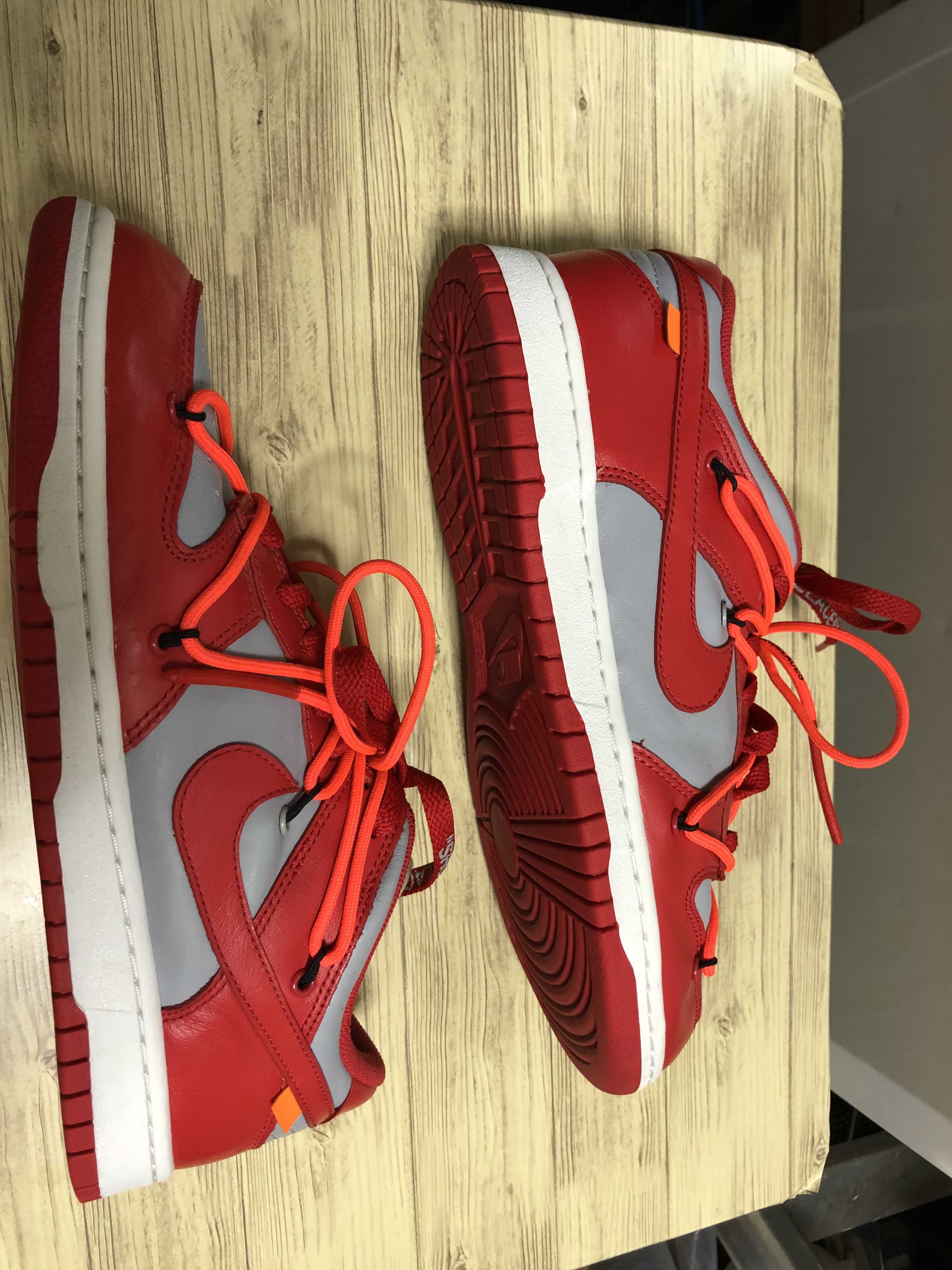 Off-White × Nike Dunk Low "University Red/Wolf Grey"