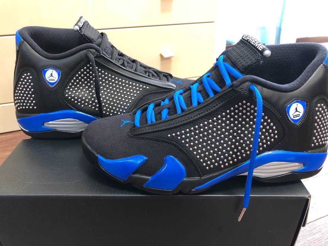Supreme × Nike Air Jordan 14 Retro "Black/Varsity Royal/Chrome"