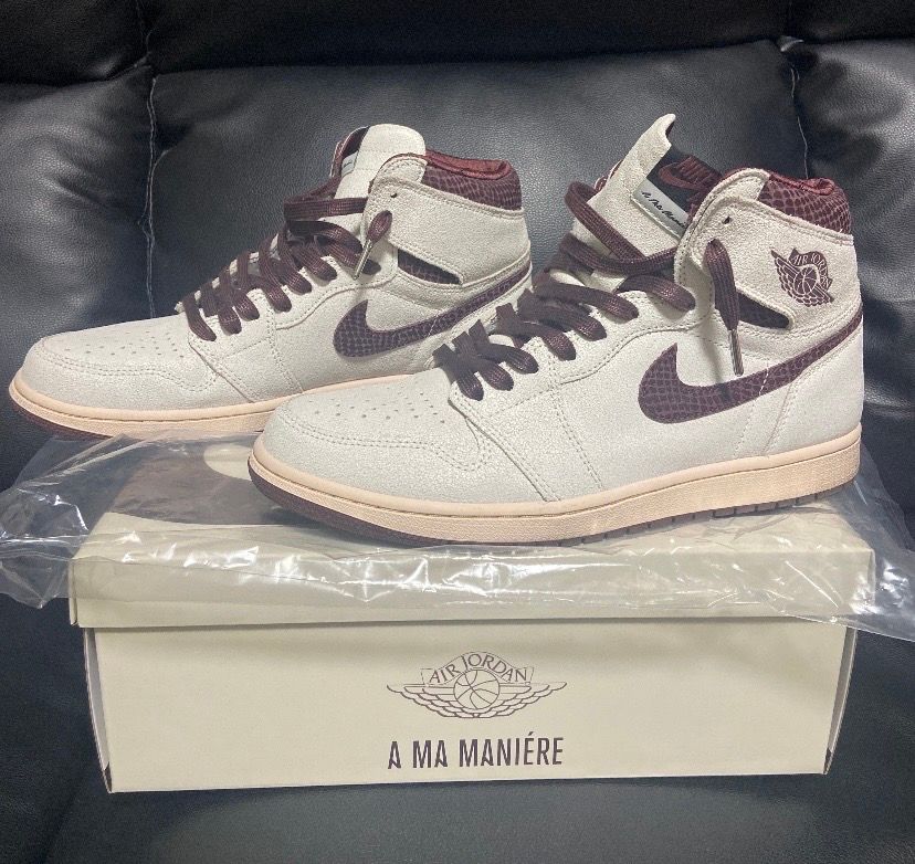 A Ma Maniere × Nike Air Jordan 1 Retro High OG "Sail and Burgundy"