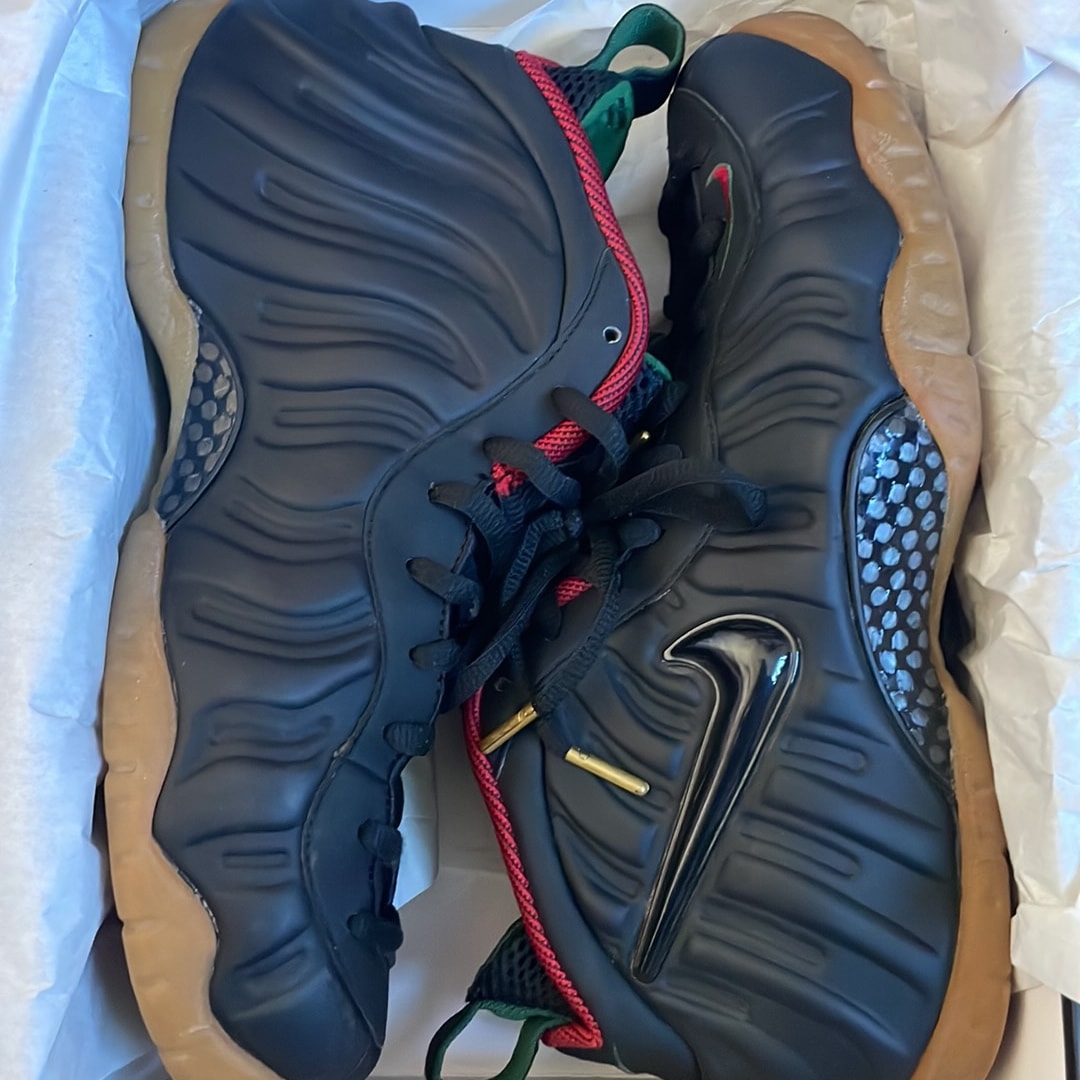 Nike Air Foamposite Pro Gucci "Black/Gorge Green Metallic Gold Gym Red"