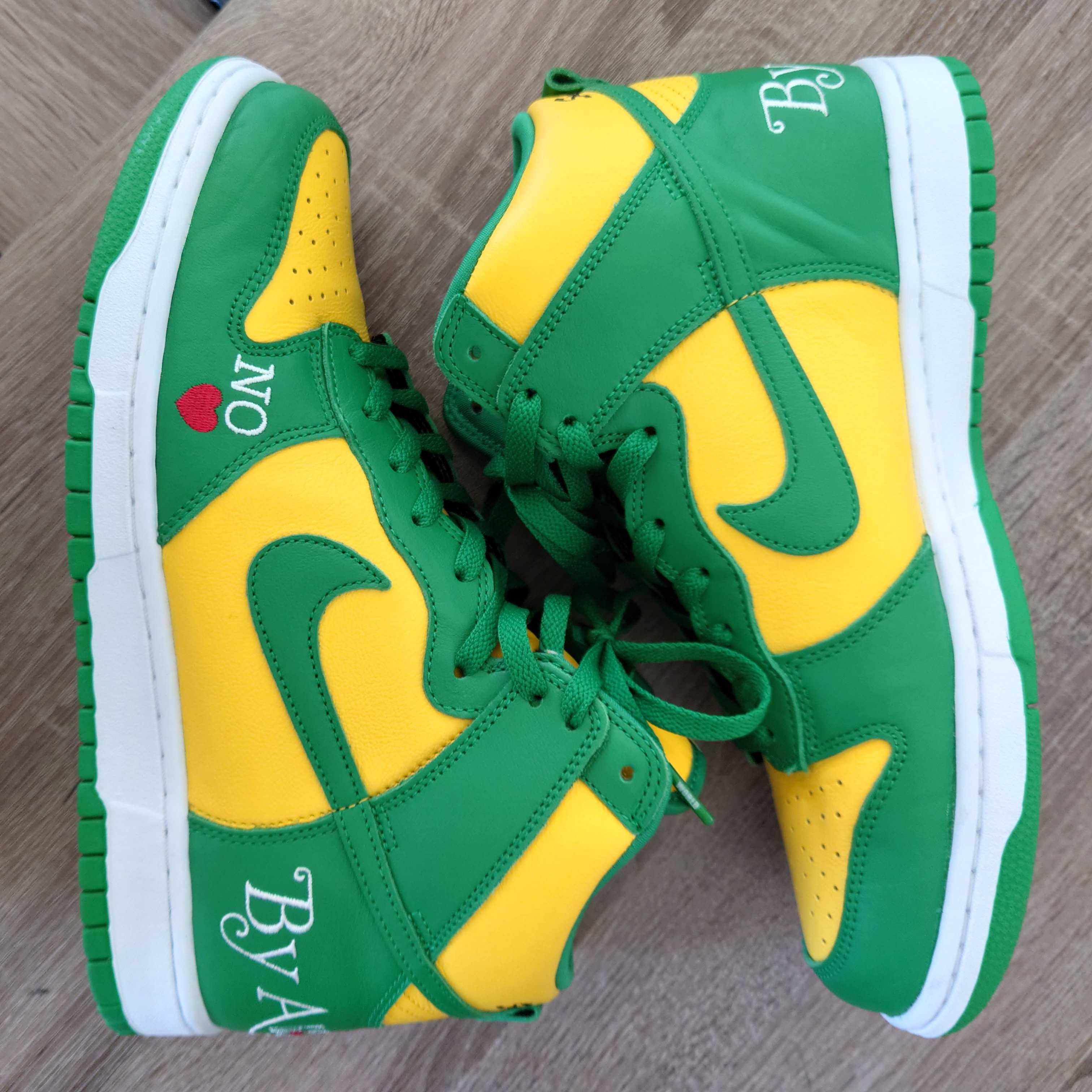 Supreme × Nike SB Dunk High By Any Means "Brazil"