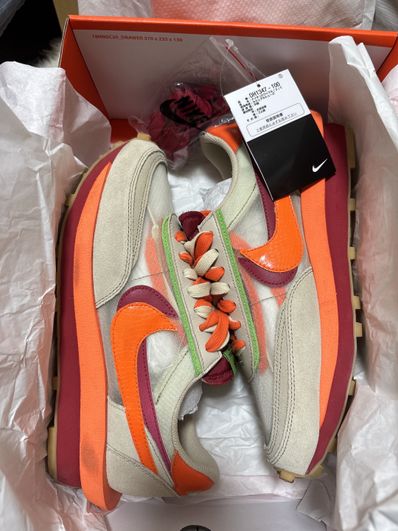 CLOT × Sacai × Nike LD Waffle "Orange Blaze"