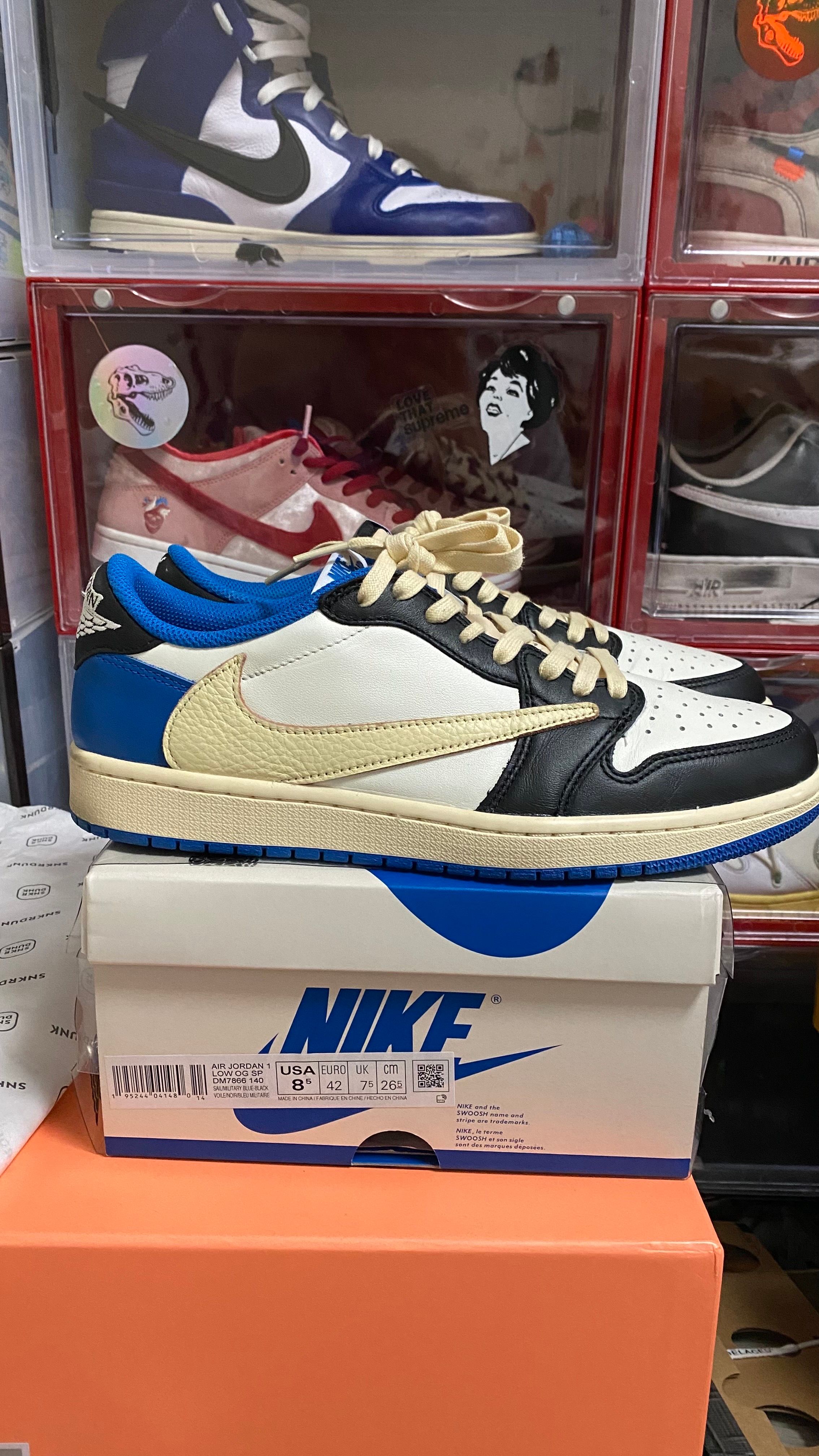 Travis Scott × fragment design × Nike Air Jordan 1 Low OG SP "Military Blue"