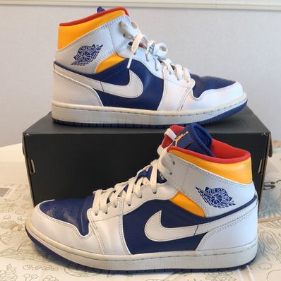 NIKE AIR JORDAN 1 MID "WHITE/NAVY/YELLOW"