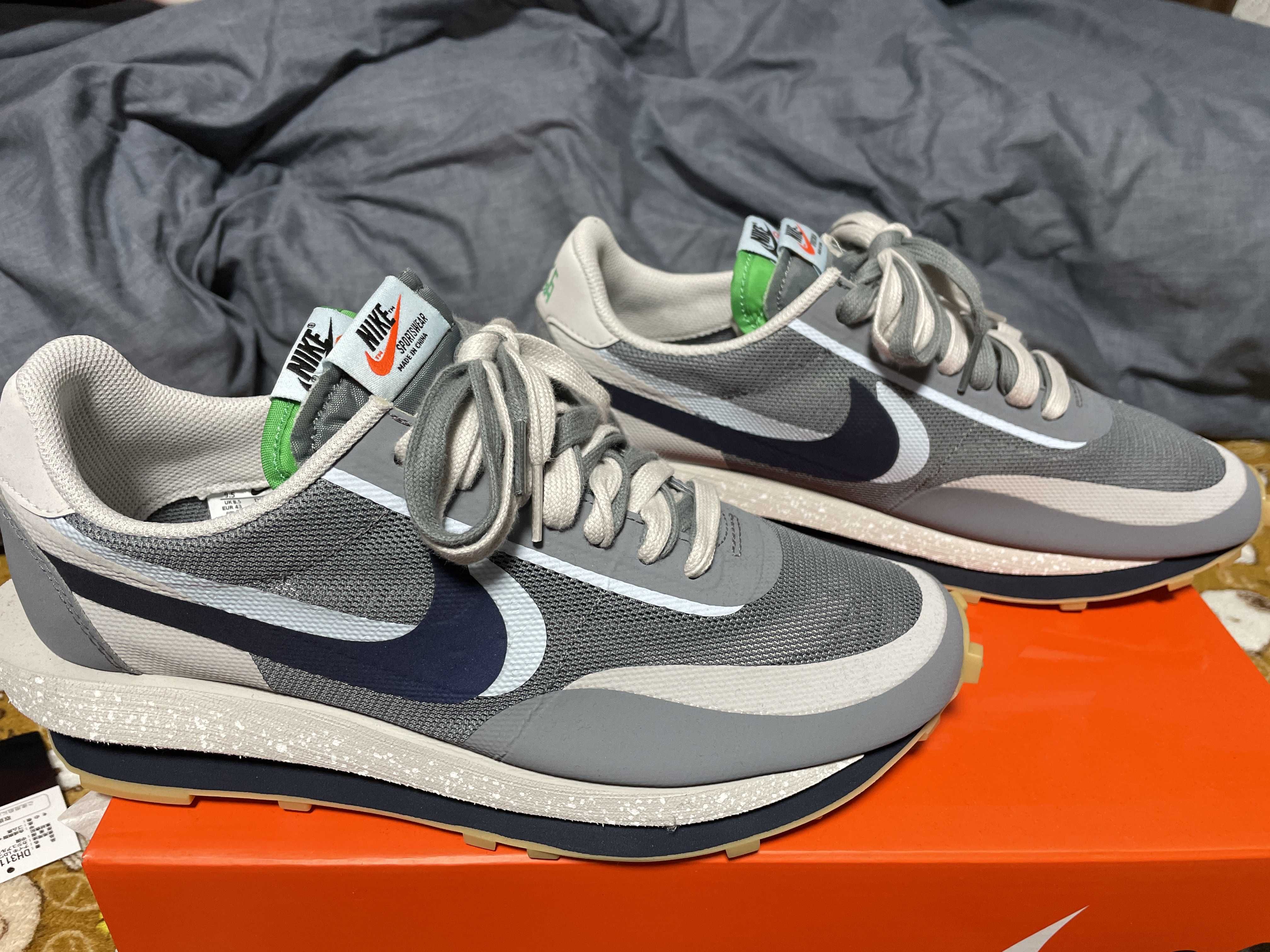 CLOT × Sacai × Nike LD Waffle "Grey Obsidian/Cool Grey"