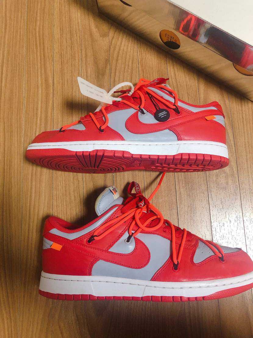 Off-White × Nike Dunk Low "University Red/Wolf Grey"