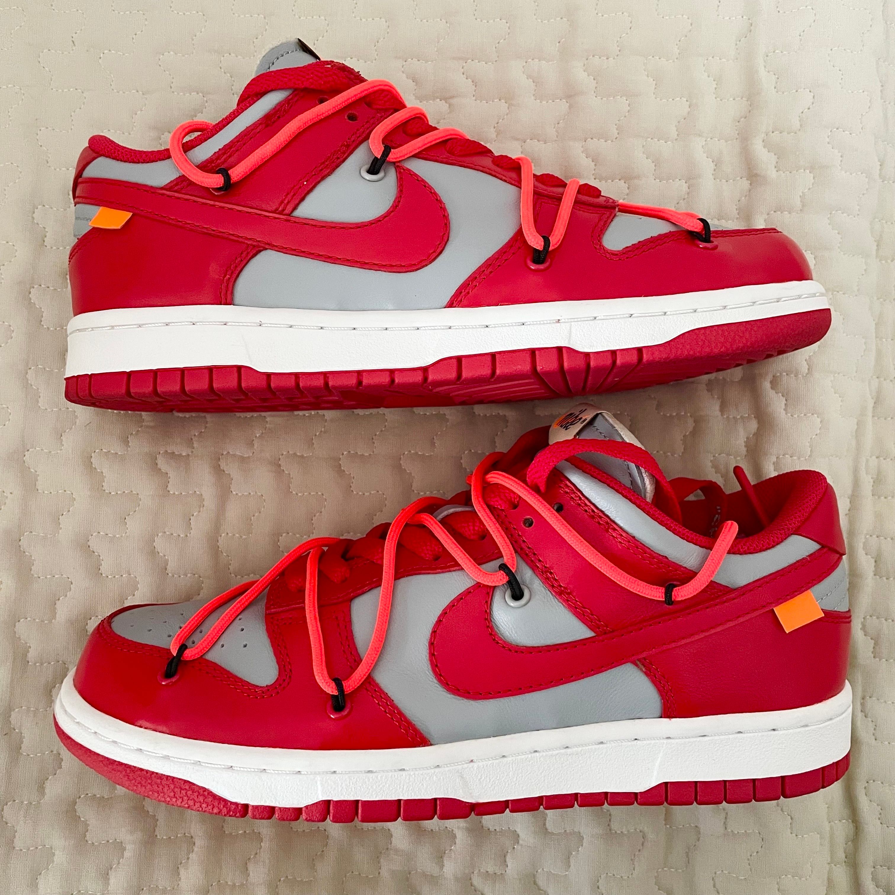 Off-White × Nike Dunk Low "University Red/Wolf Grey"