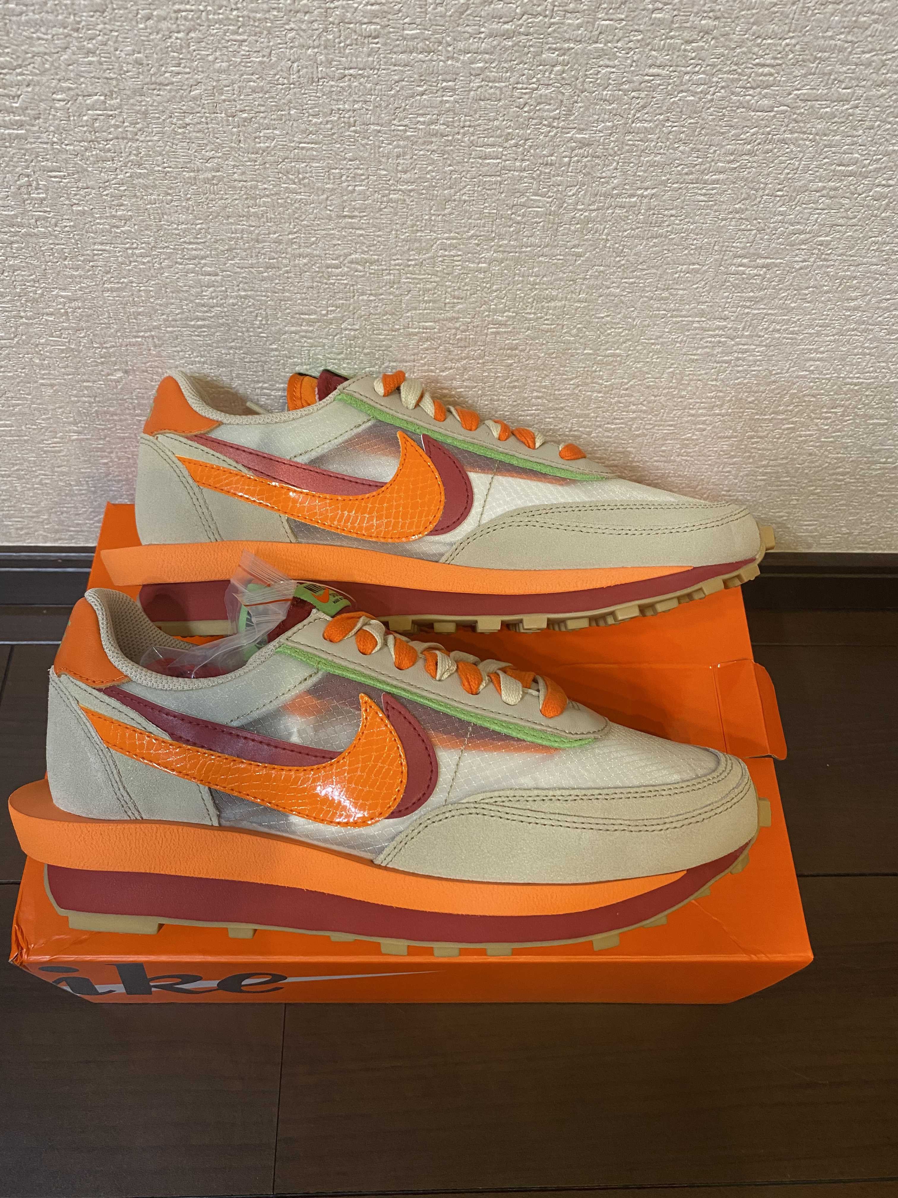 CLOT × Sacai × Nike LD Waffle "Orange Blaze"